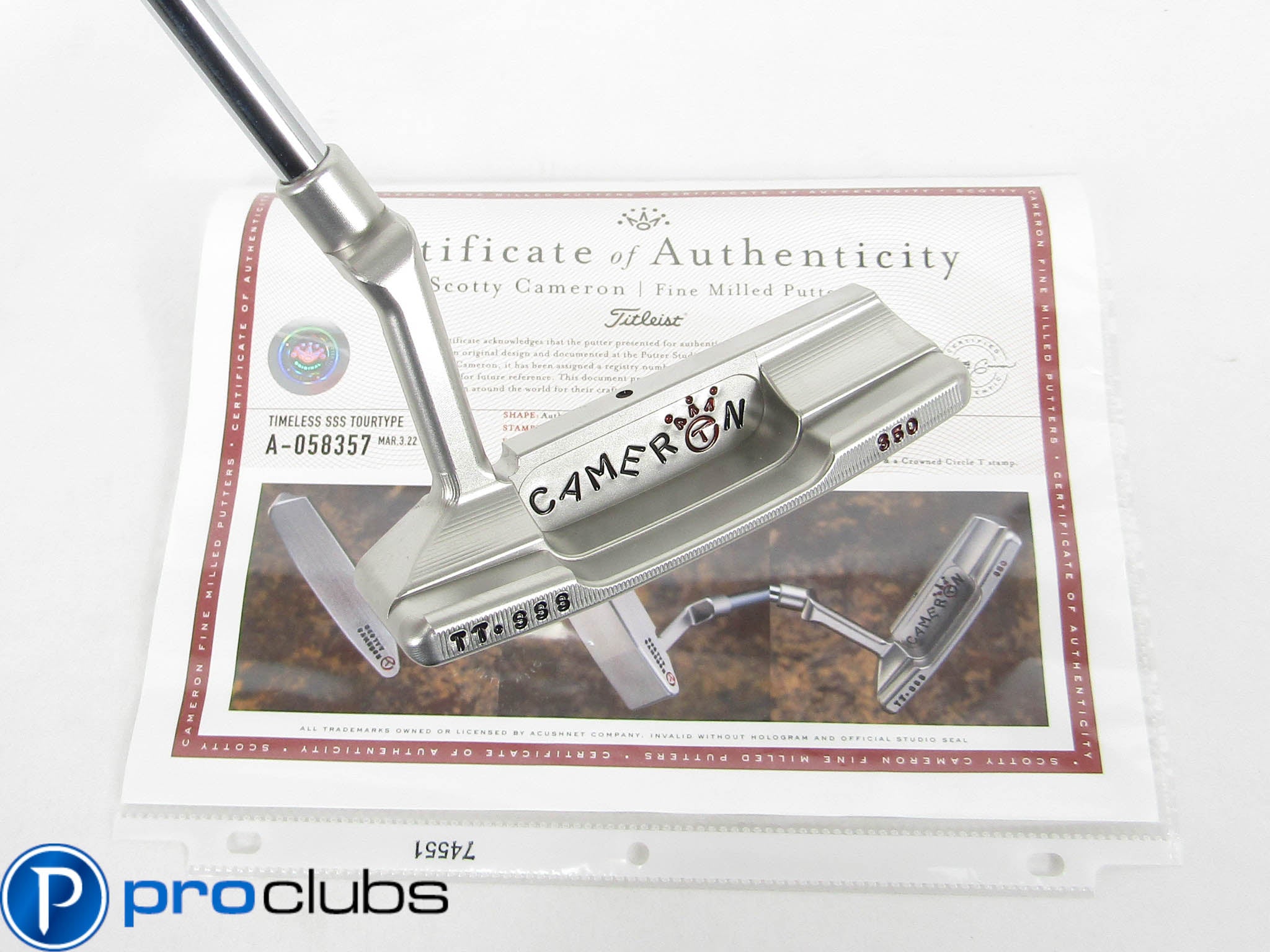 SCOTTY CAMERON TOUR TIMELESS SSS TOURTYPE 350G TRISOLE CIRCLE-T PUTTER w/COA