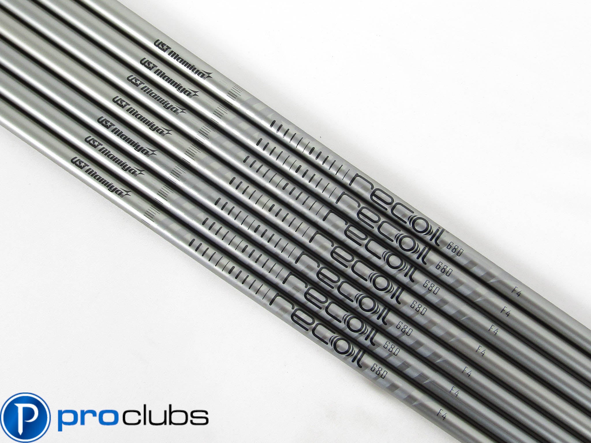 7pc NEW UST MAMIYA RECOIL 680 SC F4 STIFF FLEX GRAPHITE IRON SHAFTS .370 #437233