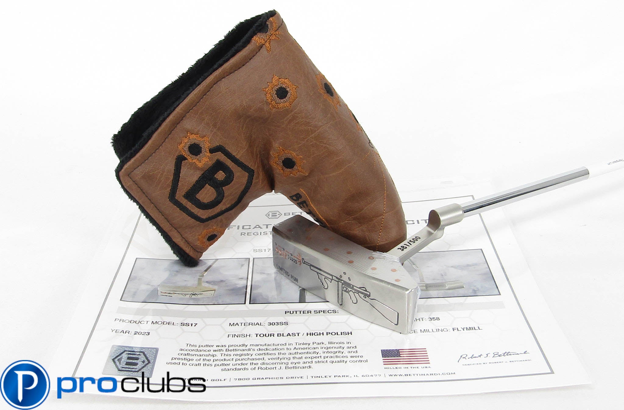 NEW BETTINARDI THOMPSON LIMITED RUN SS17 381/500 PUTTER w/HEADCOVER & COA 452264