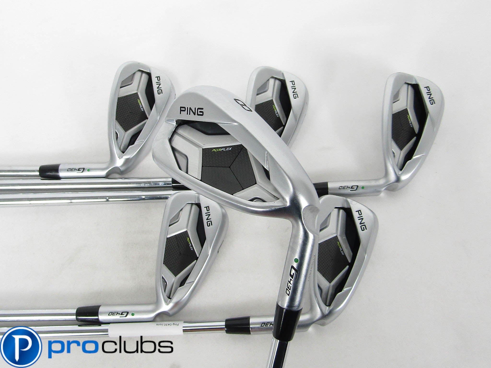 PING G430 GREEN DOT IRONS 6-PW,45* STEEL KBS TOUR 110 REGULAR FLEX #458194