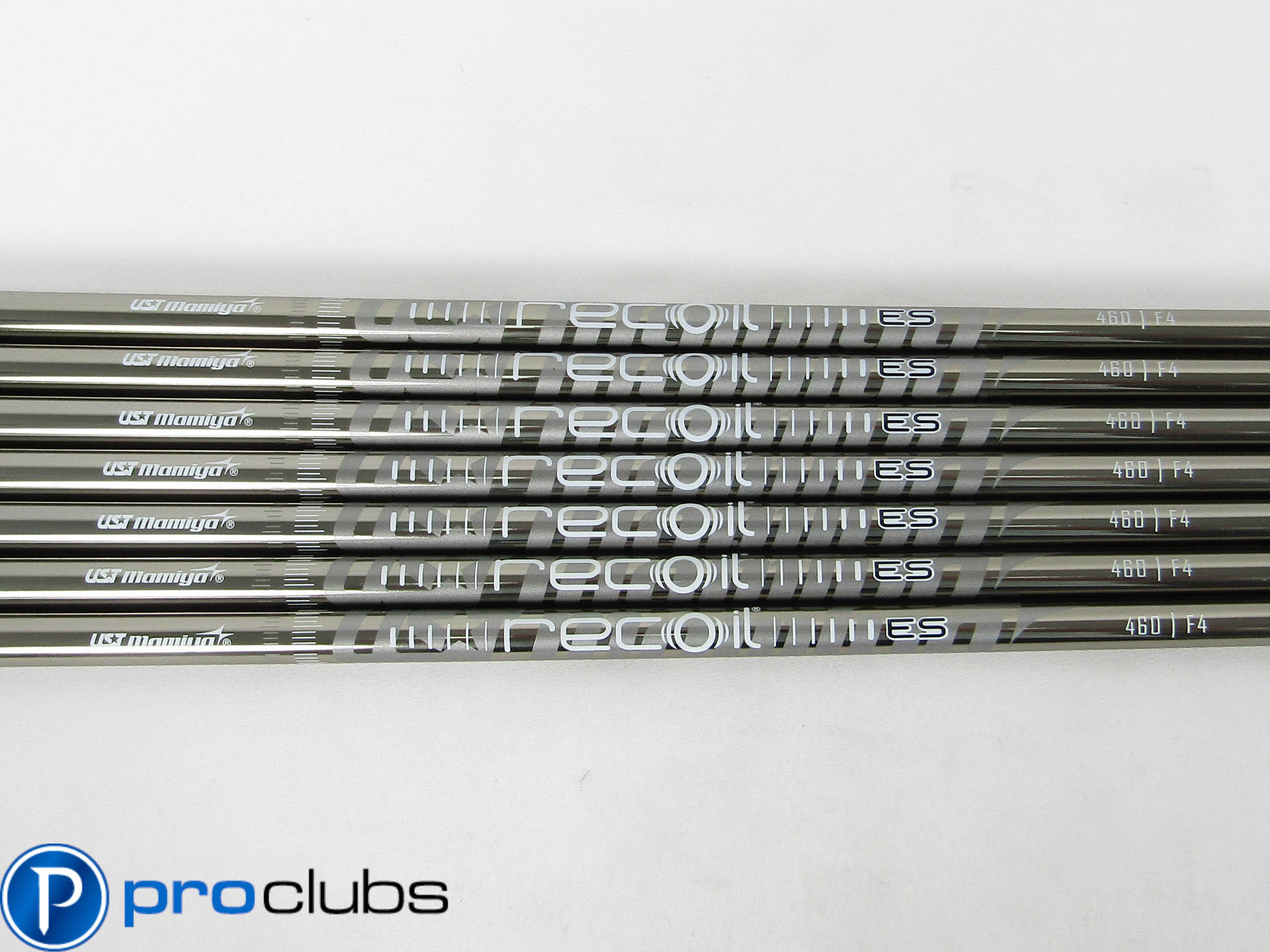 7pc NEW UST MAMIYA RECOIL ES 460 F4 STIFF FLEX GRAPHITE IRON SHAFTS .370 #448653