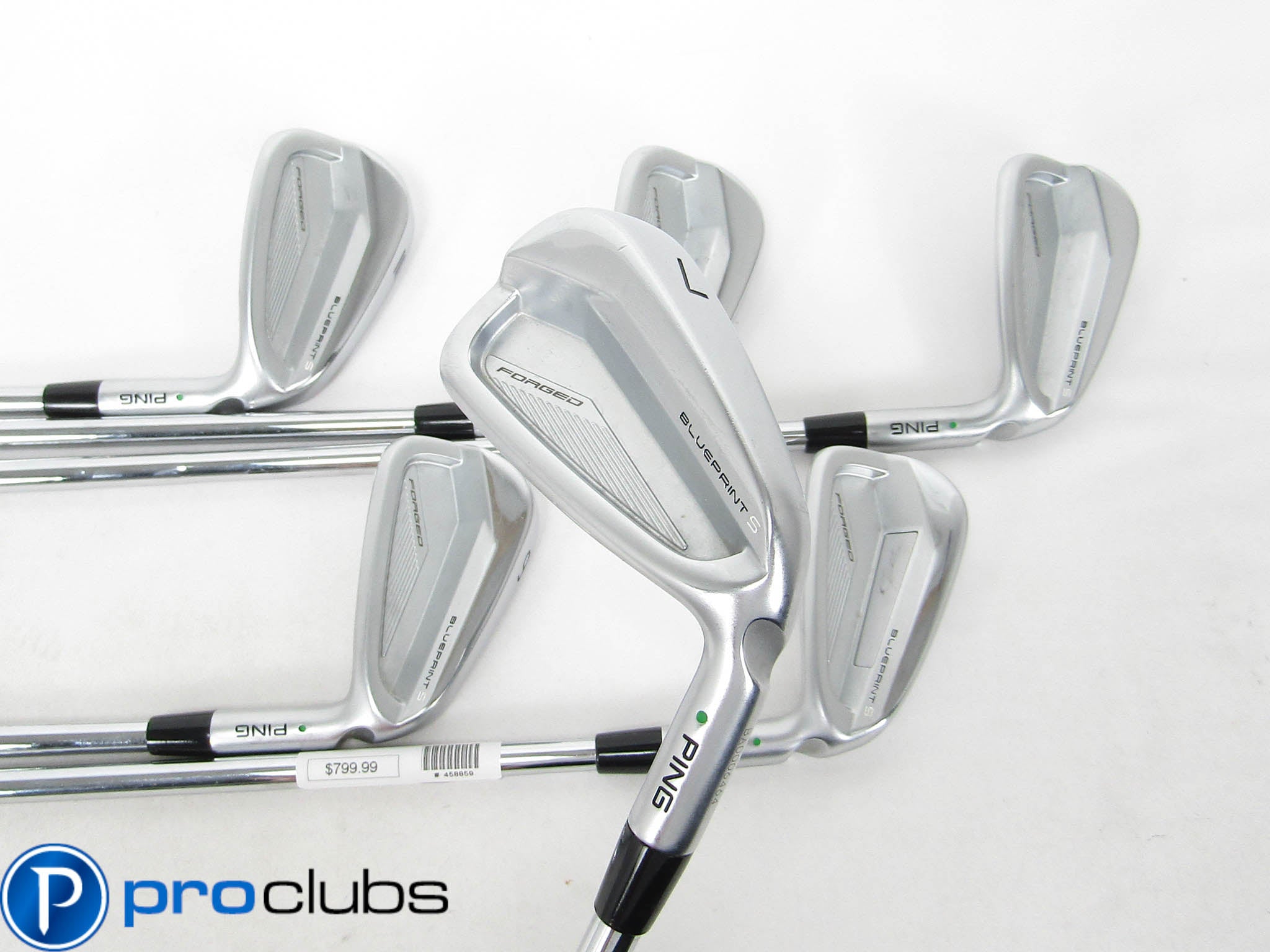 PING BLUEPRINT S FORGED GREEN DOT IRONS 5-PW STEEL AWT 2.0 STIFF +1/4" #458859