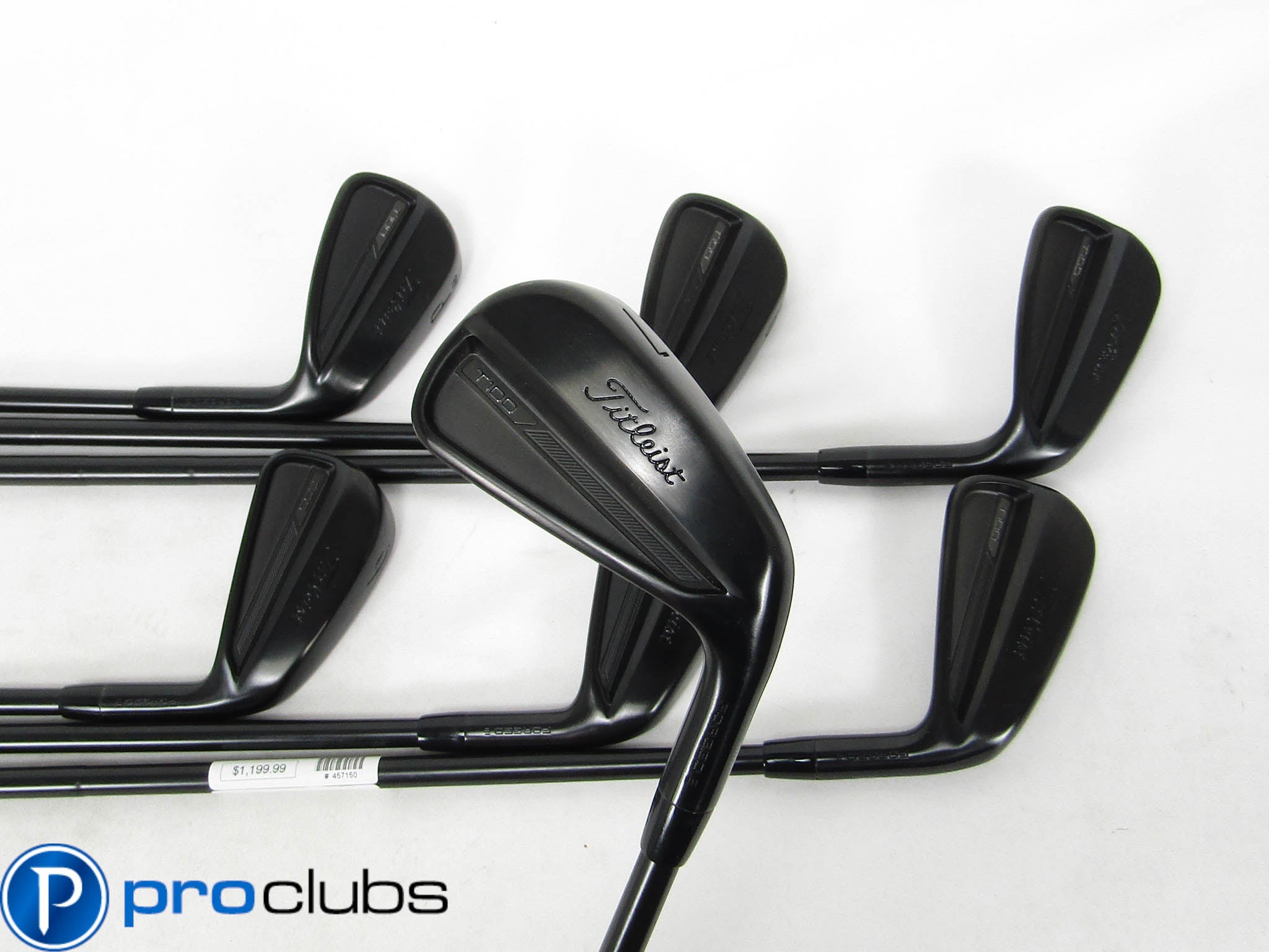 TITLEIST '2023 T100 BLACK FORGED IRONS 4-PW STEEL AMT TOUR WHITE S300 STIFF FLEX