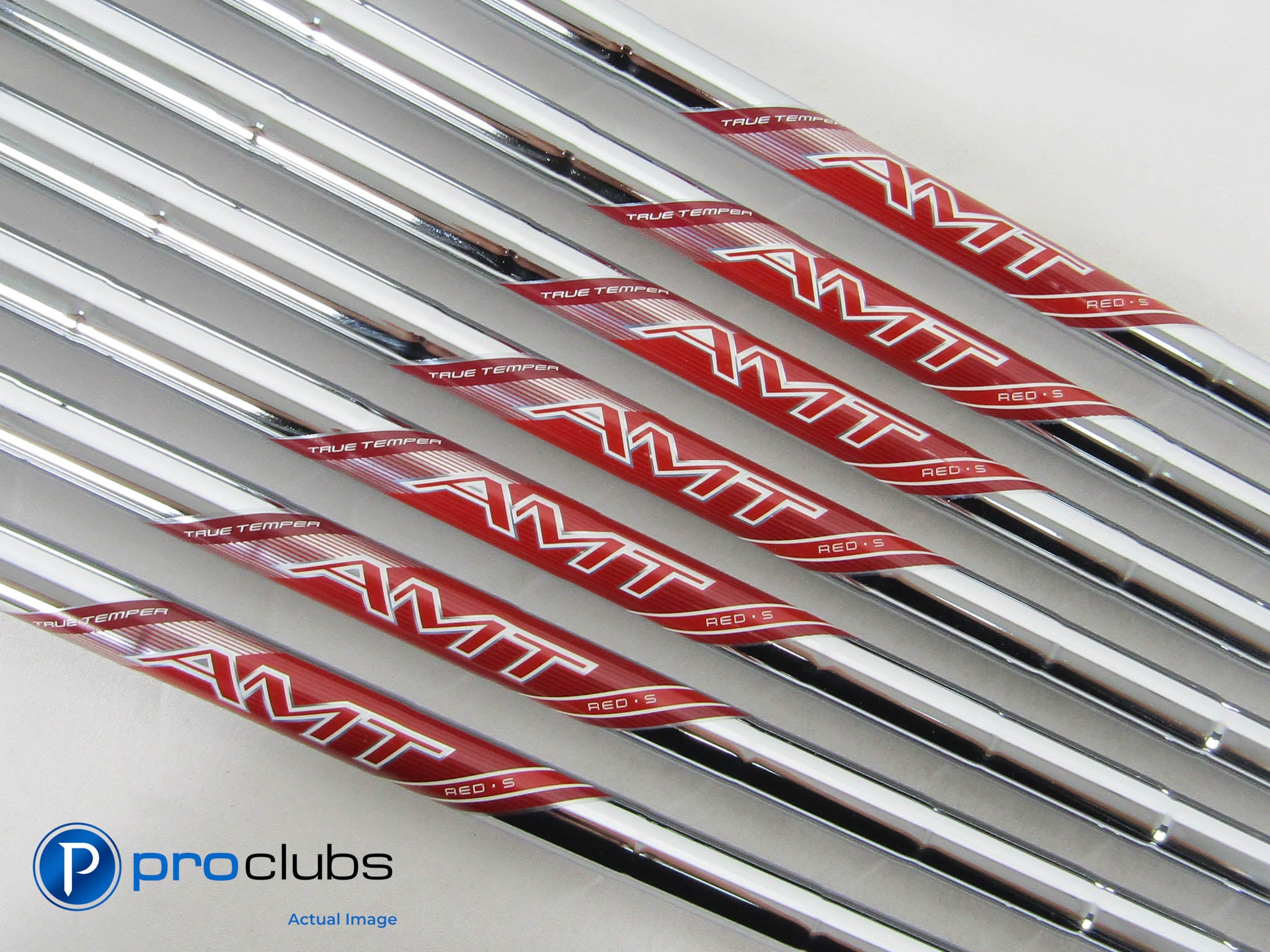 7pc 2025 TRUE TEMPER AMT Red Stiff Flex Steel Iron Shafts (5-PW, W) .355" 456934
