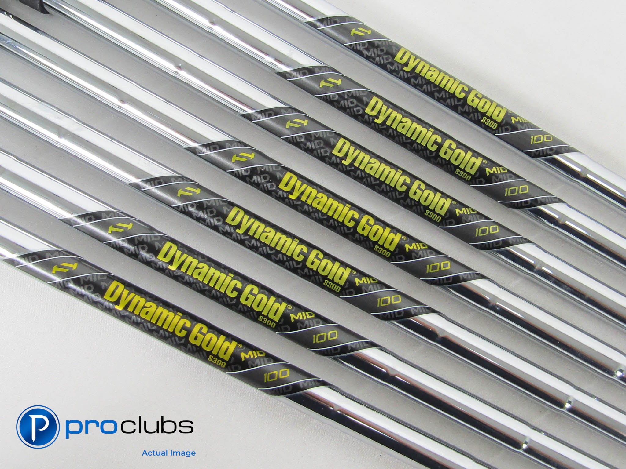 Dynamic Gold Mid 100 S300 Stiff Flex Iron Shaft Set (5-PW, W) .355" Tip #450223