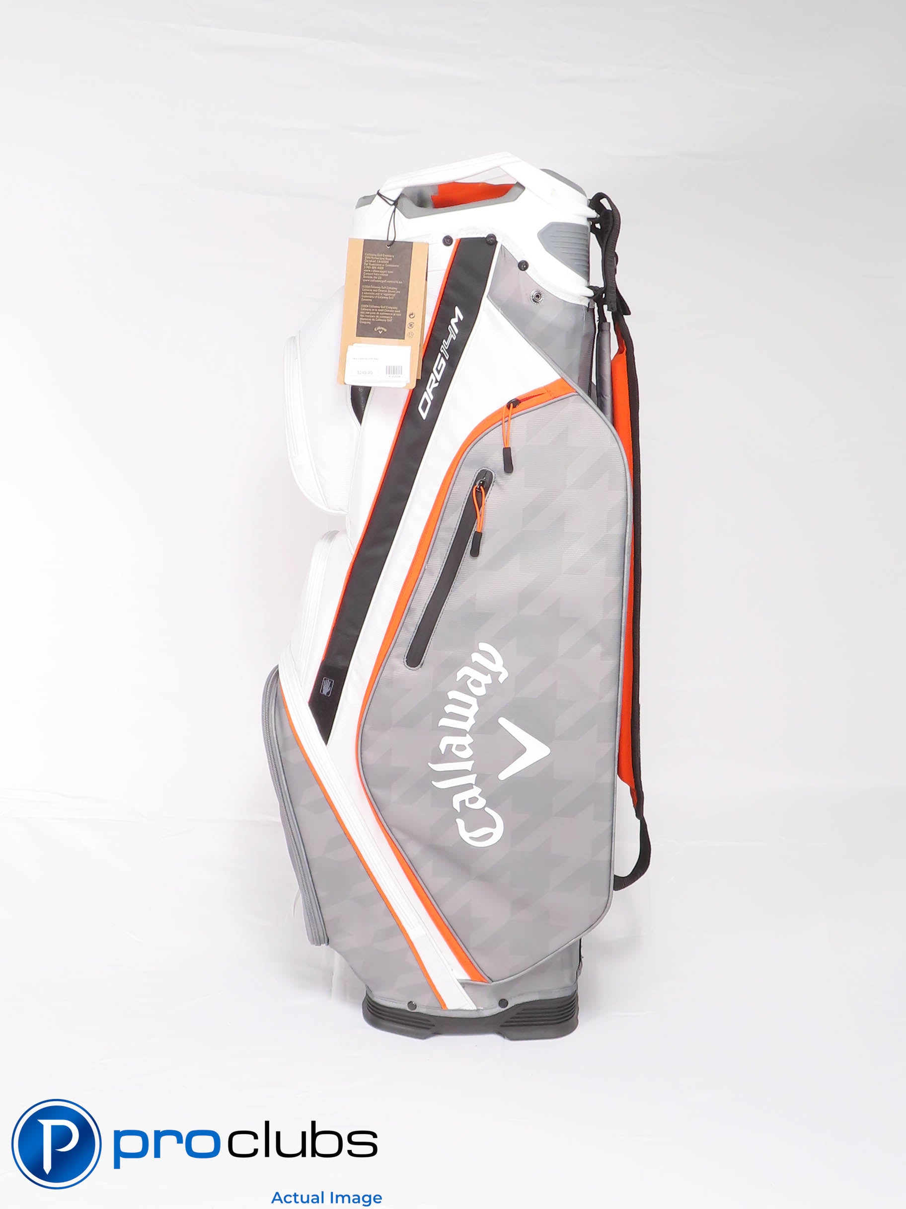 New! Callaway ORG 14 M 14-Way Cart Bag w/ Rainhood - Silver / White - 459338