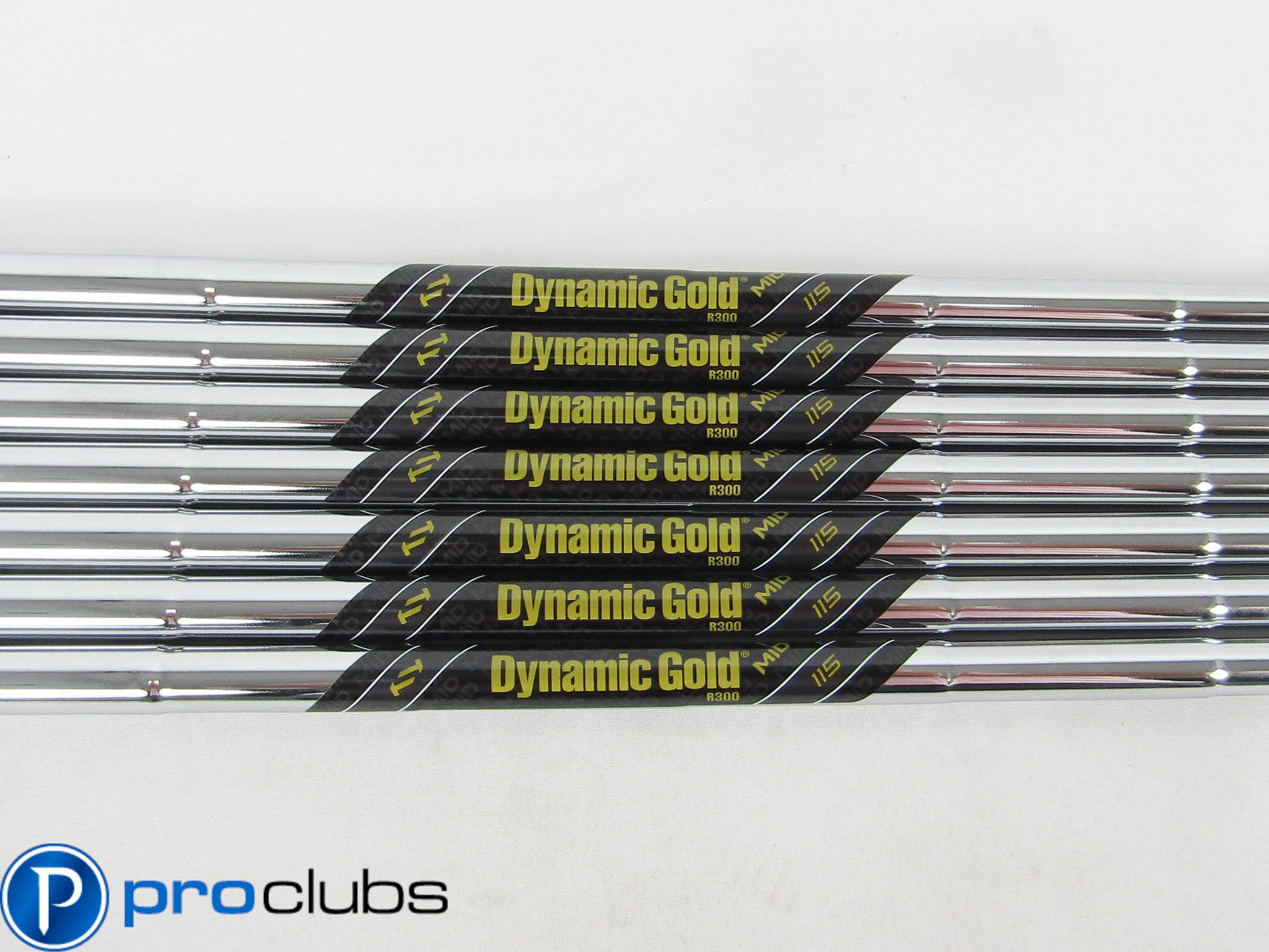 7pc NEW DYNAMIC GOLD MID 115 R300 REGULAR FLEX STEEL IRON SHAFTS .370 #459012
