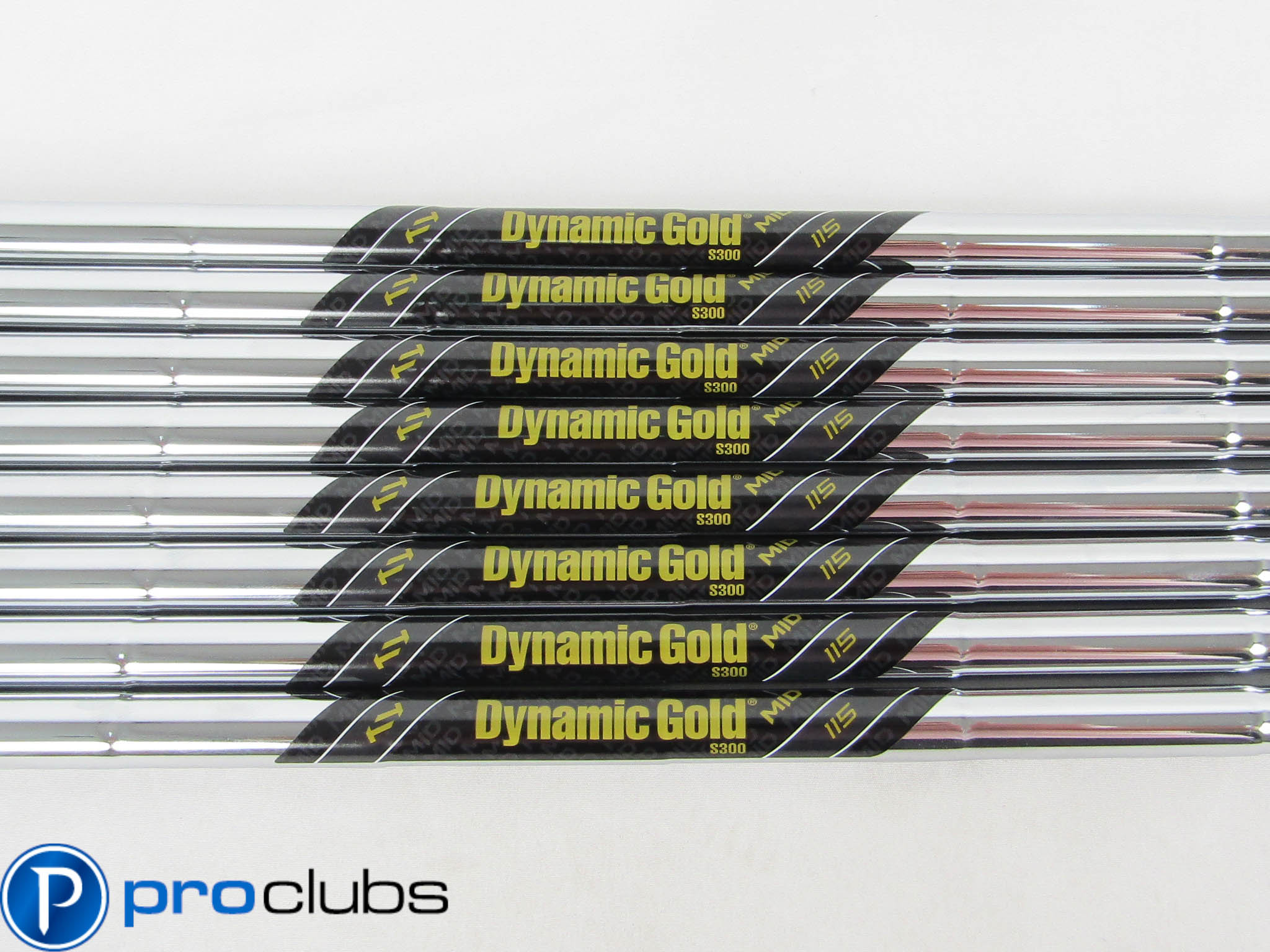 8pc NEW DYNAMIC GOLD MID 115 S300 STIFF FLEX STEEL IRON SHAFTS .370 #459017