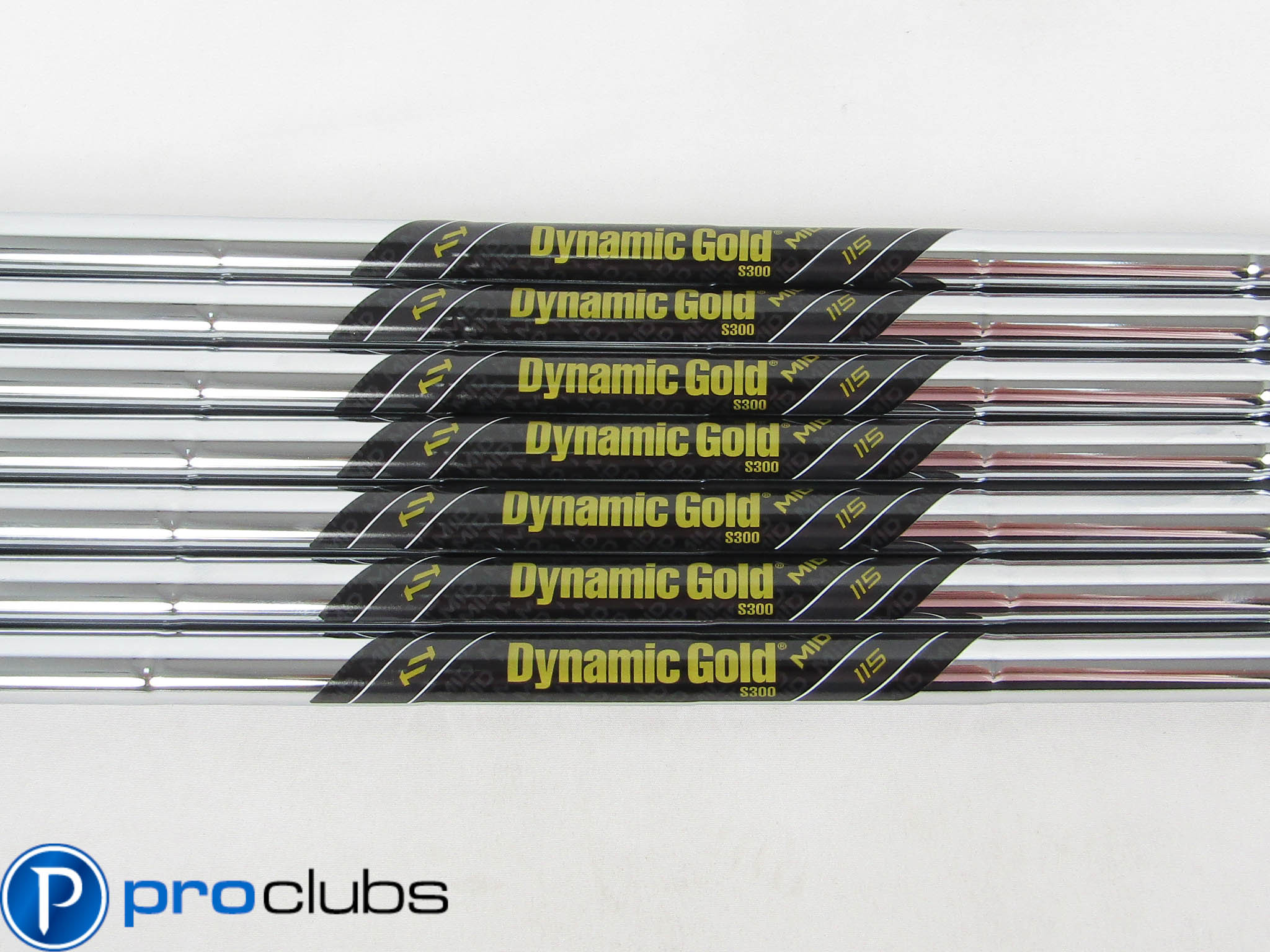 7pc NEW DYNAMIC GOLD MID 115 S300 STIFF FLEX STEEL IRON SHAFTS .370 #459018