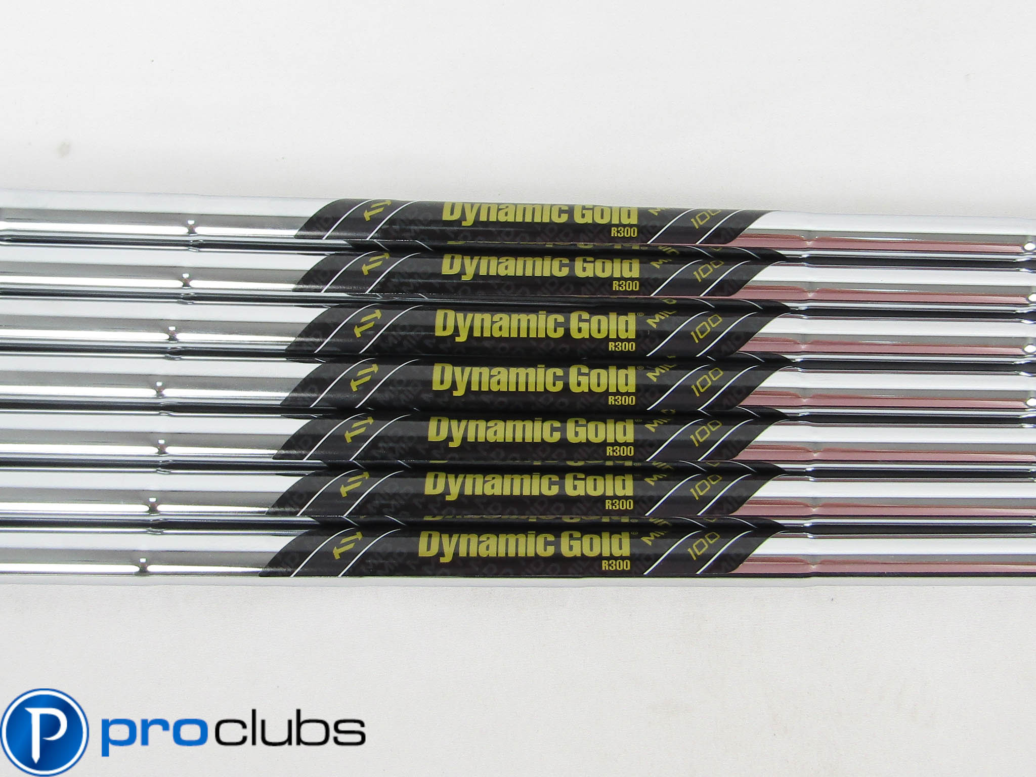 7pc NEW DYNAMIC GOLD MID 100 R300 REGULAR FLEX STEEL IRON SHAFTS .370 #459033