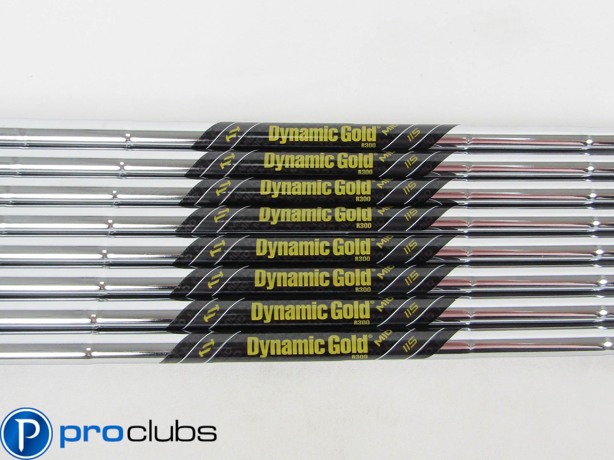 8pc NEW DYNAMIC GOLD MID 115 R300 REGULAR FLEX STEEL IRON SHAFTS .370 #459011
