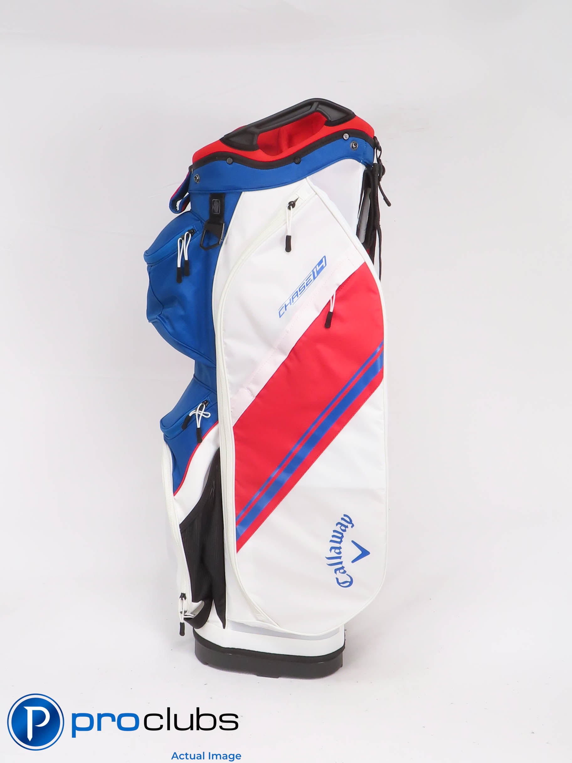 New! Callaway Chase 14 Blue / White / Red 14-Way Cart Bag w/ Rain Hood - 442122