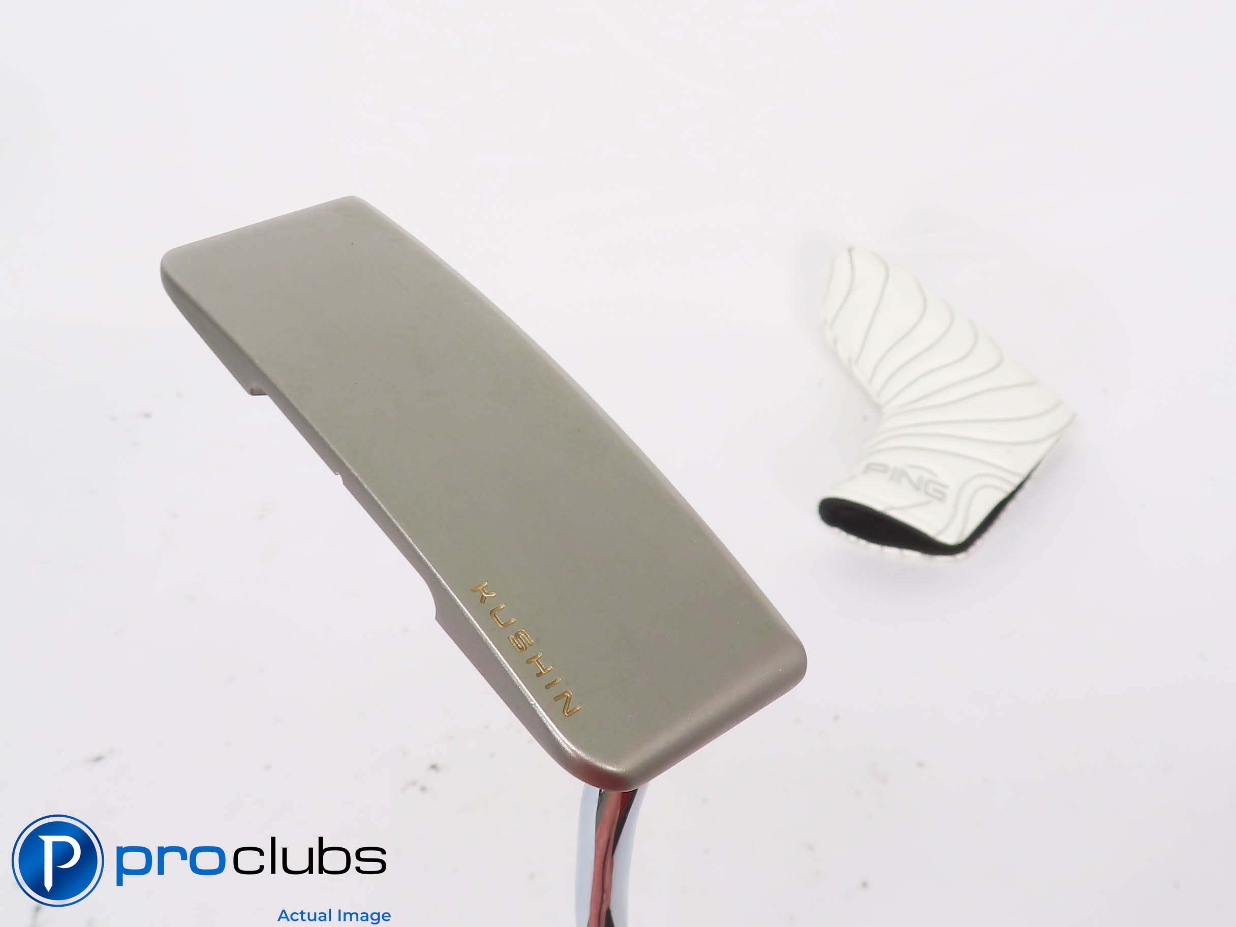 Mint! PING PLD KUSHIN Chrome 35" Putter w/Cover #444921