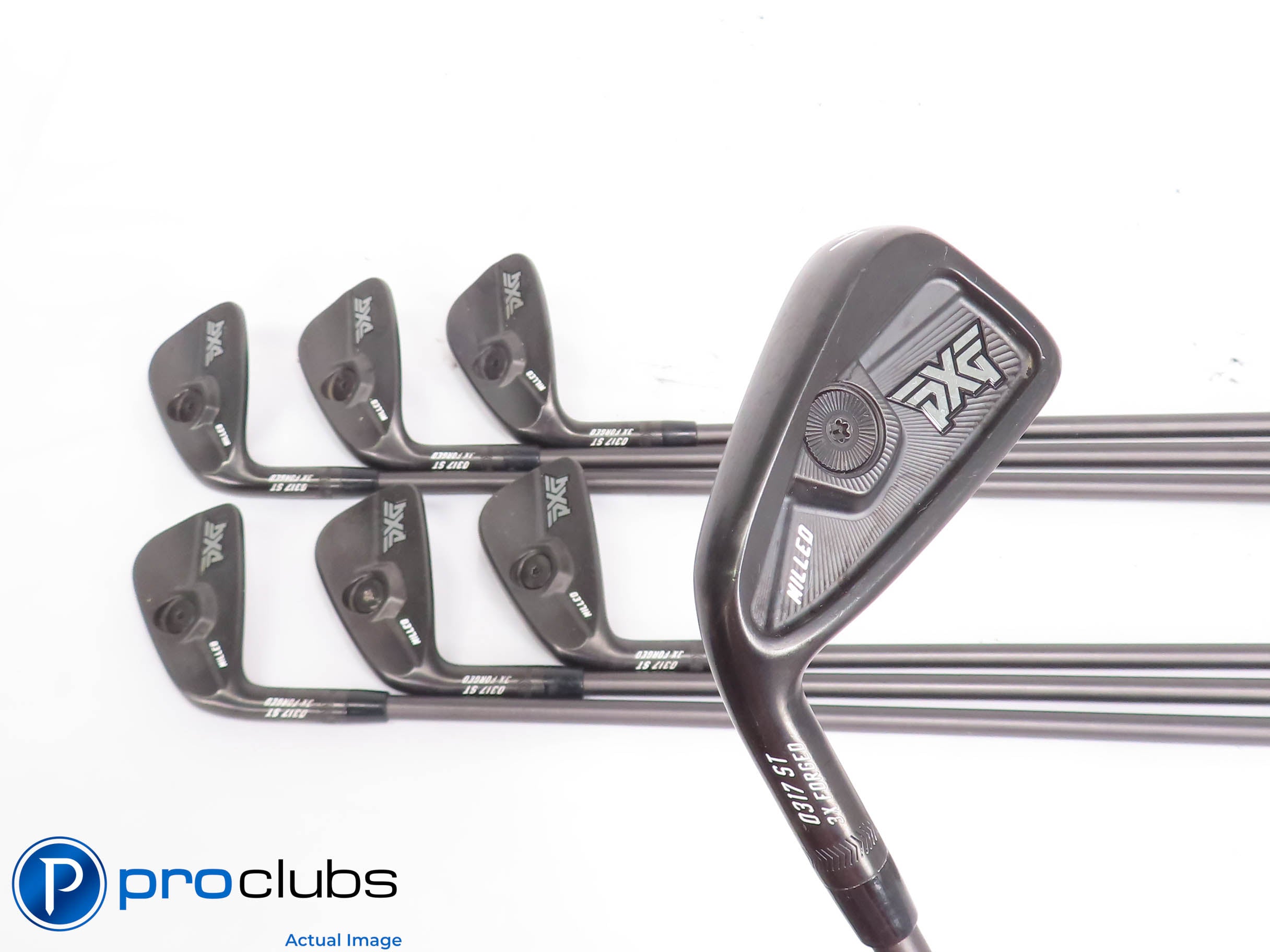 Left Handed PXG 0317ST Black 4-PW IRON SET Steelfiber Stiff Flex Graphite 432936