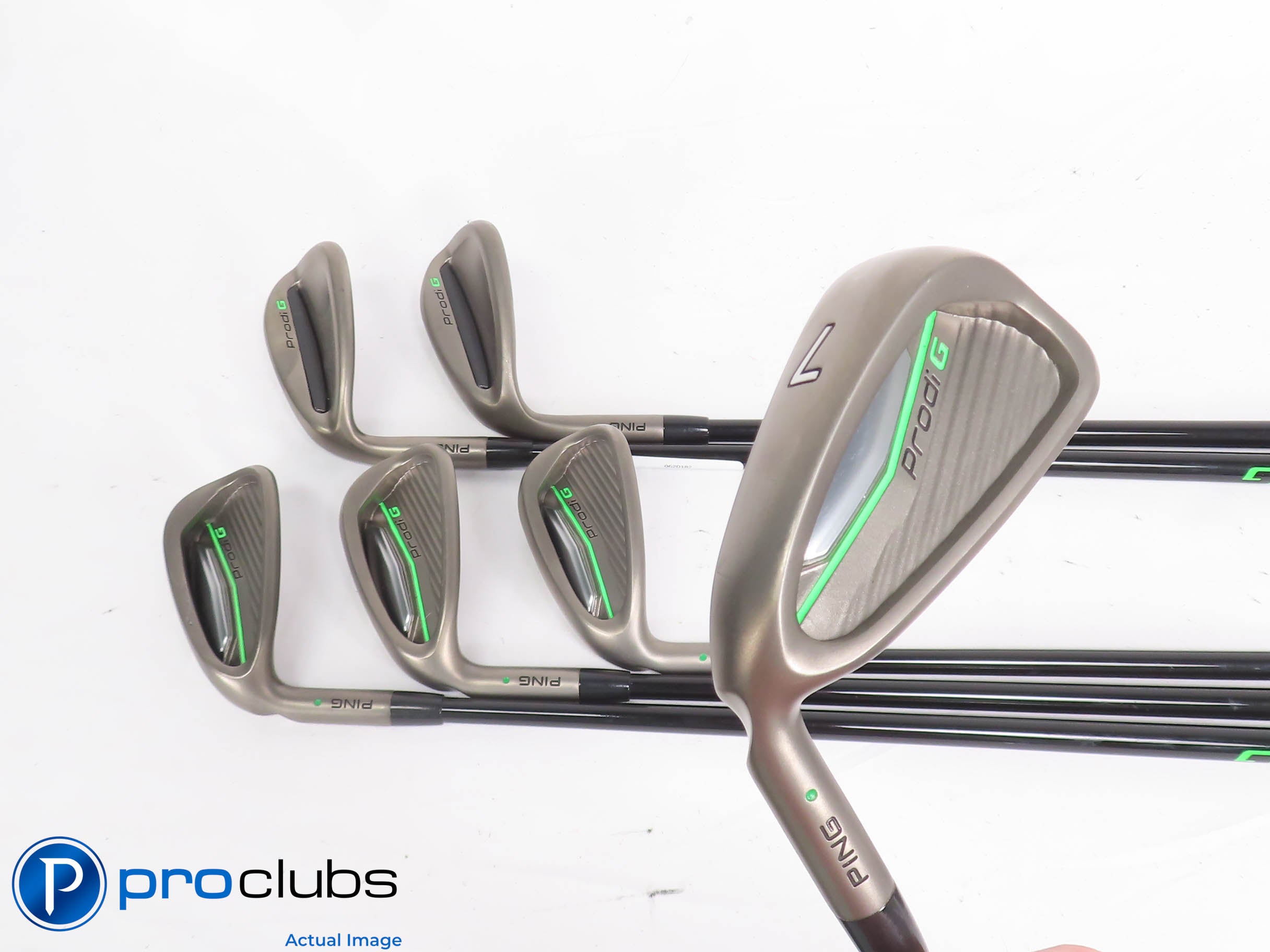Nice Left Handed Junior Ping Prodi-G 7-PW,52*,56* IRON SET Green Dot 34" 7 IRON