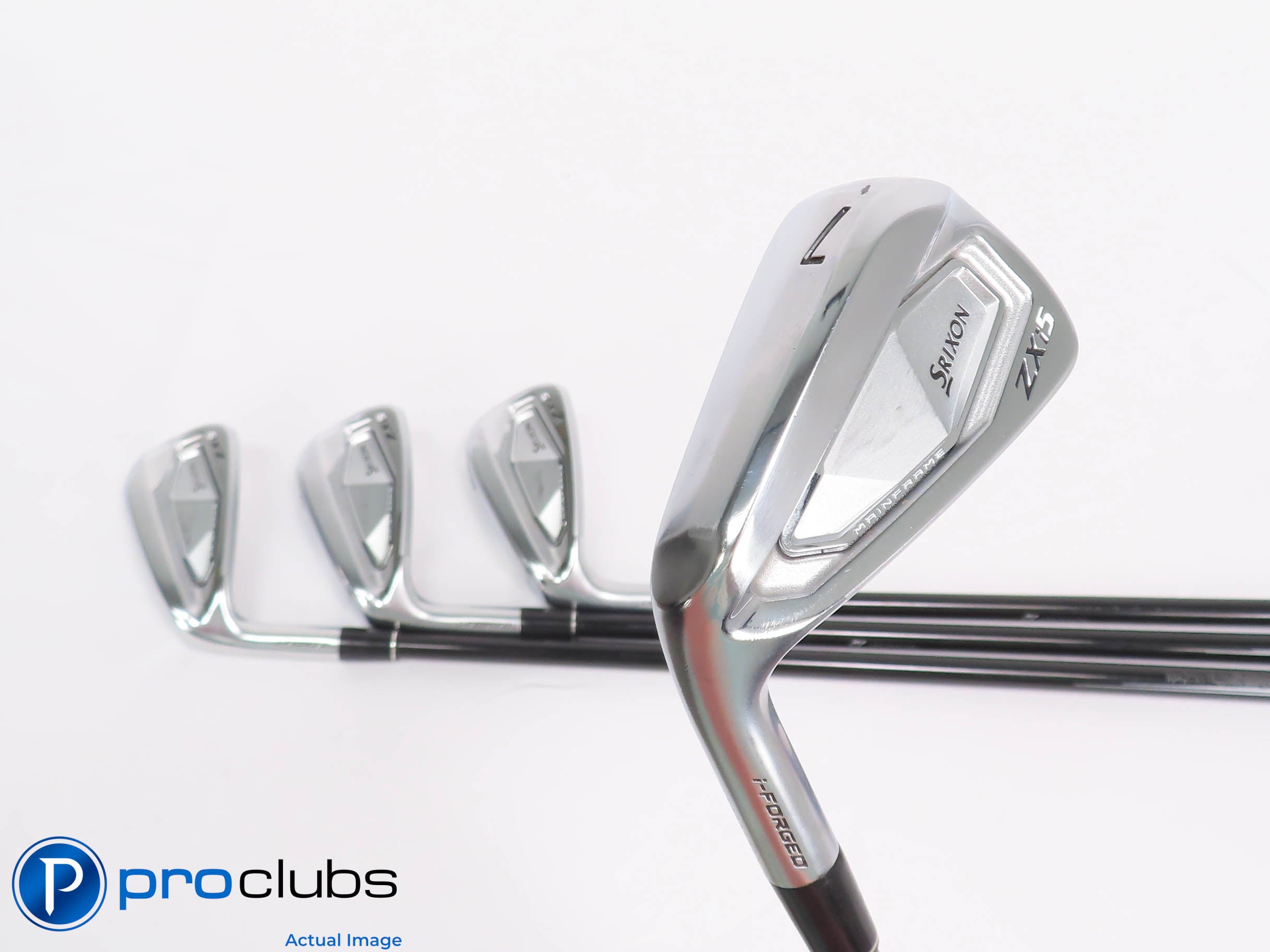 Nice Left Handed Srixon ZXi5 7-PW IRON SET - MMT 105 Stiff Flex Graphite 450621