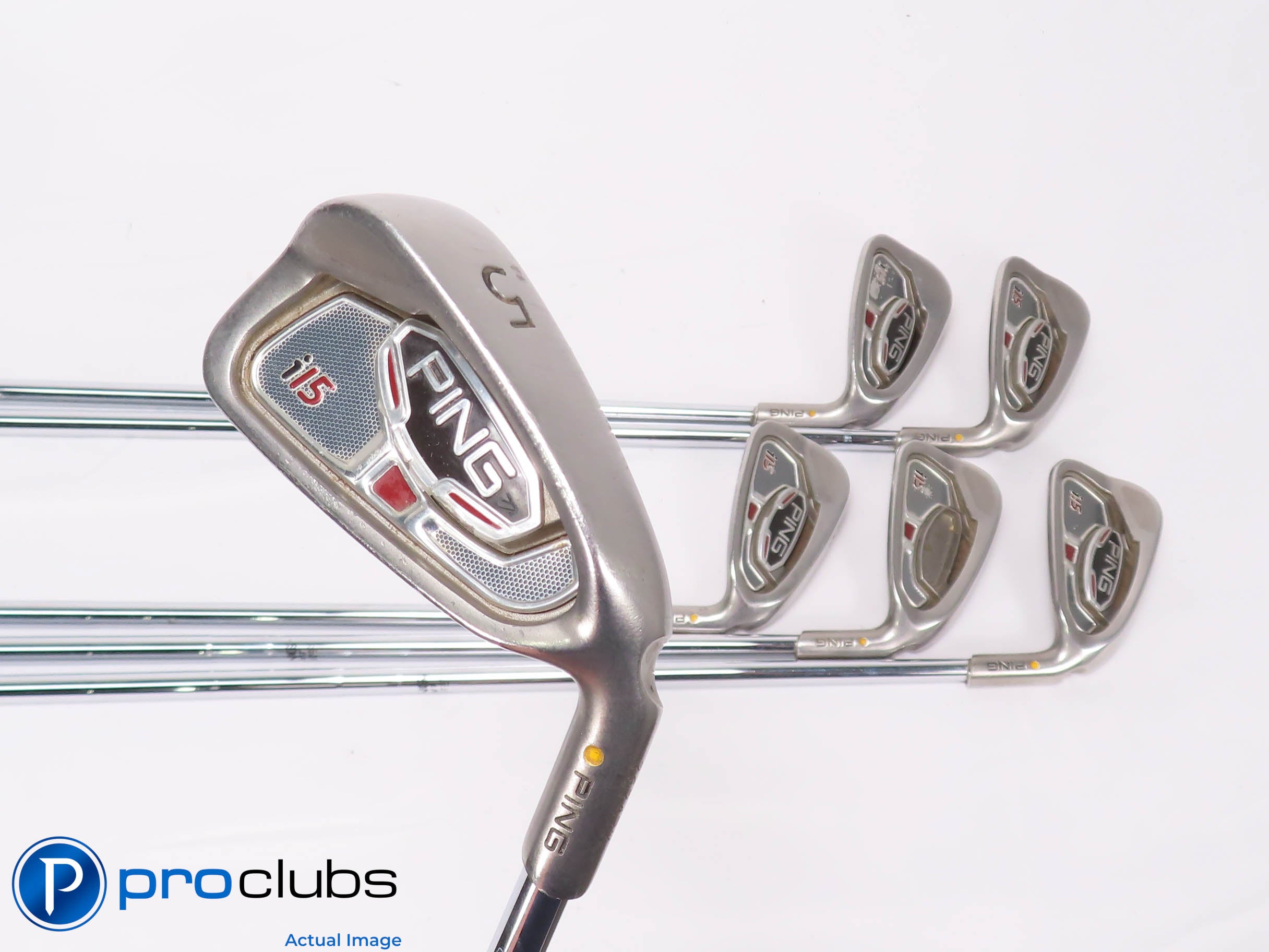 Ping i15 5-PW IRON SET Yellow Dot - Ping AWT Stiff Flex Steel +1/2" 450592