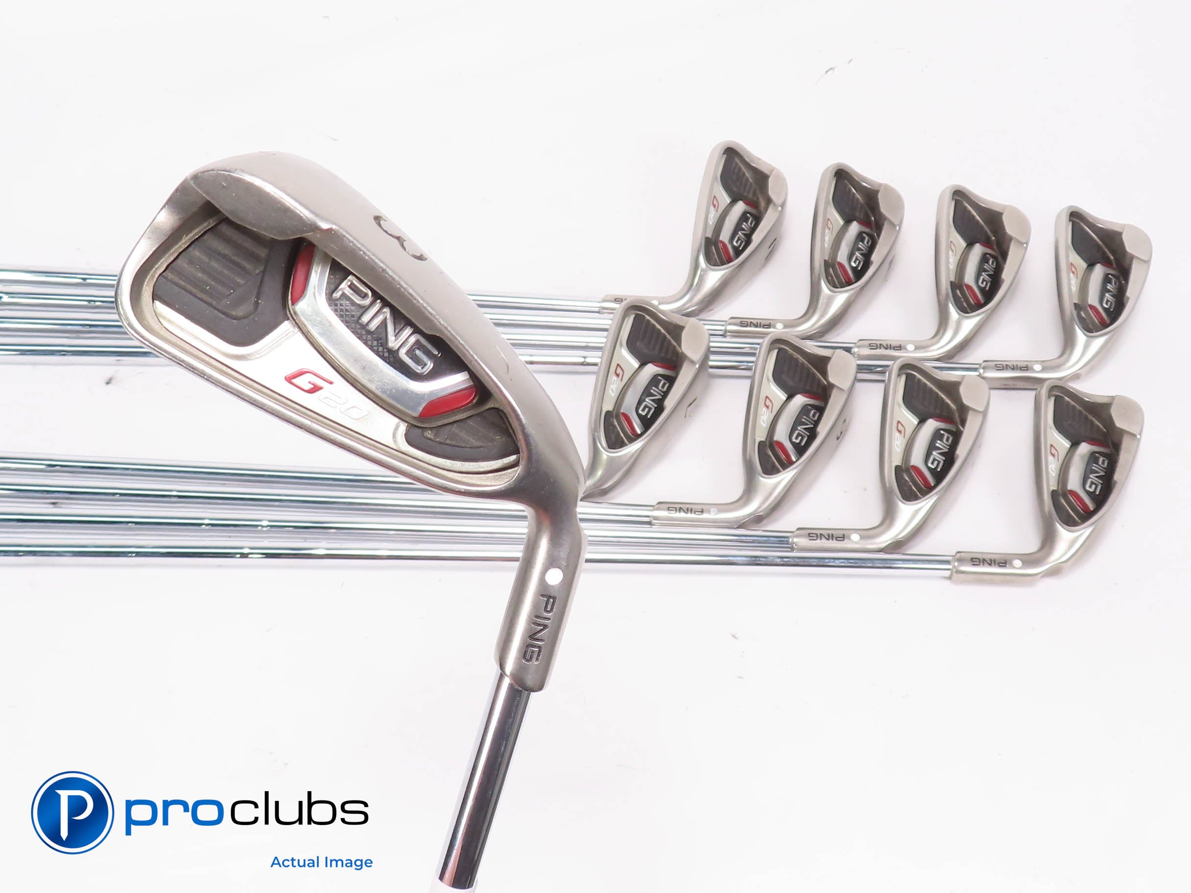 Ping G20 3-PW,UW IRON SET White Dot - Ping CFS Regular Flex Steel 451459