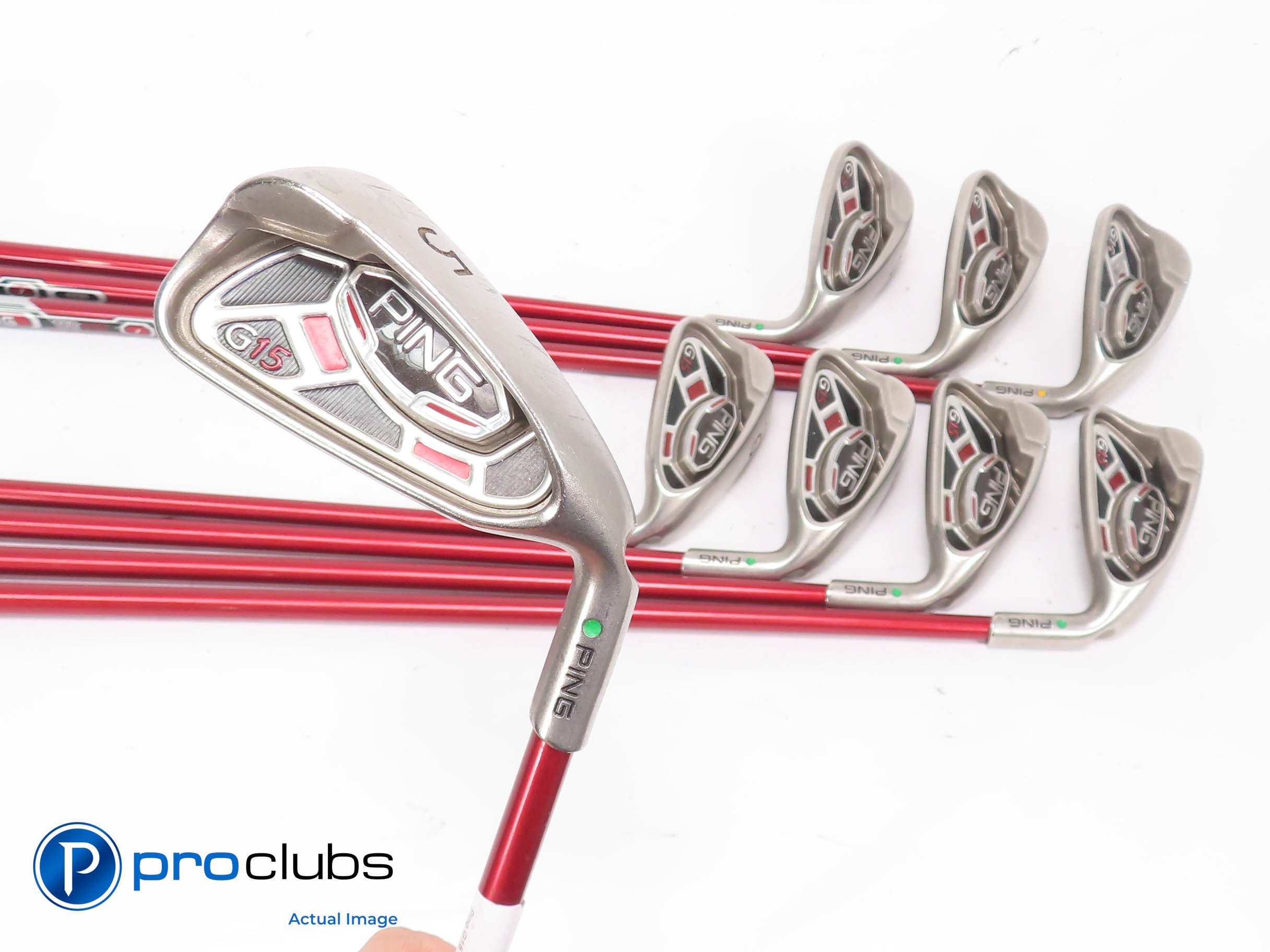 Ping G15 5-PW,UW,SW IRON SET Green Dot TFC149 Regular Flex Graphite -1/4" 453052