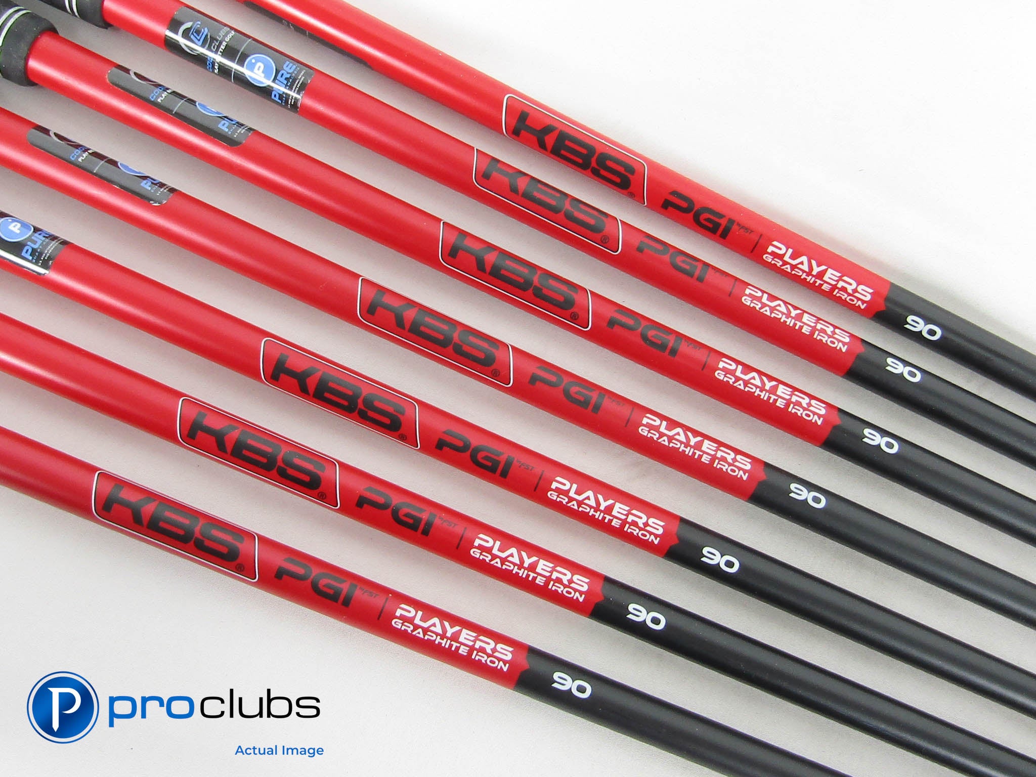 7pc KBS PGI 90 STIFF + Flex Graphite Iron Shaft Set(4-PW) .355" Taper Tip 452077