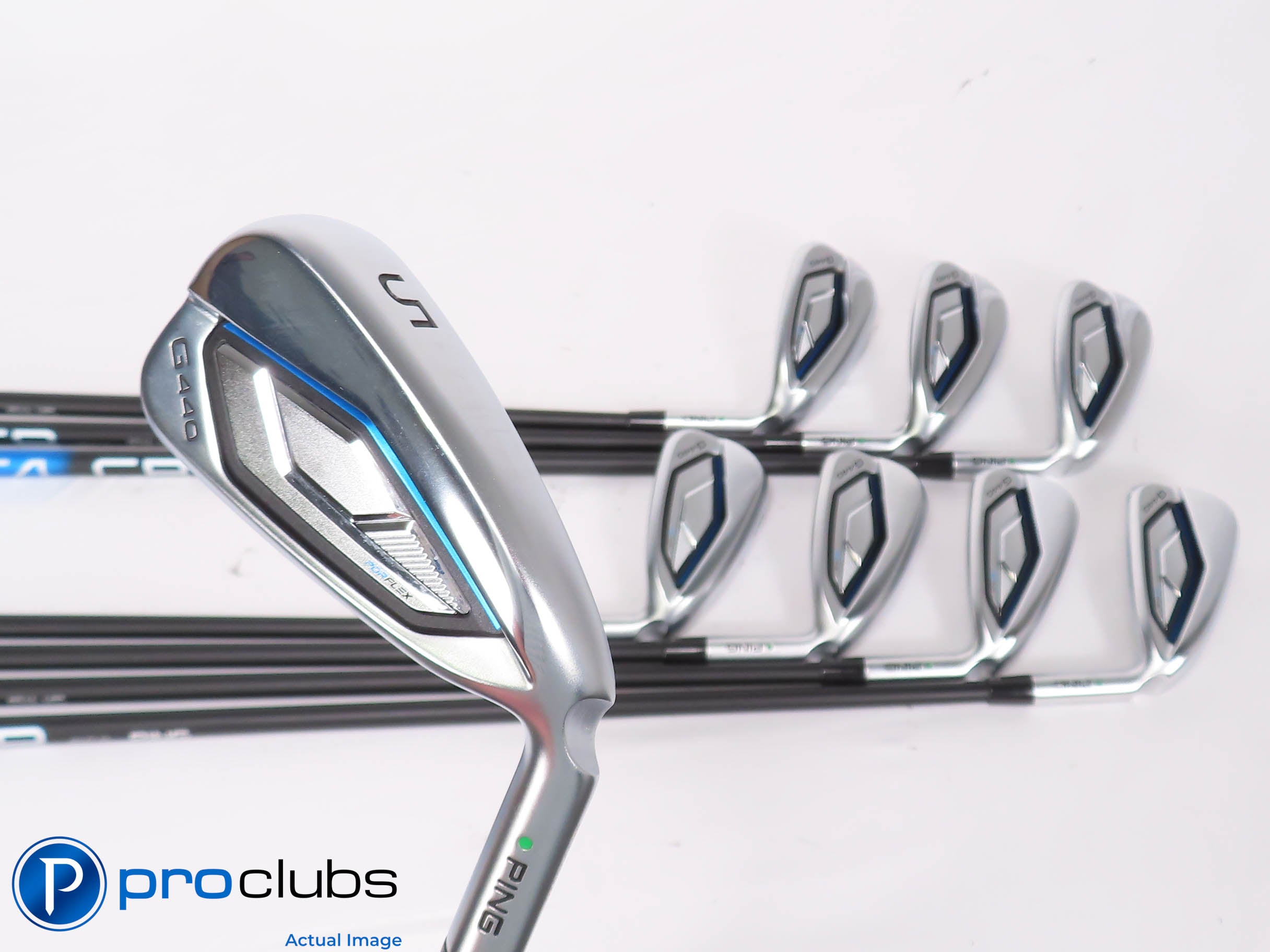 Nice Ping G440 5-PW,UW,52* IRON SET Green Dot Ping Regular Flex Graphite 452651