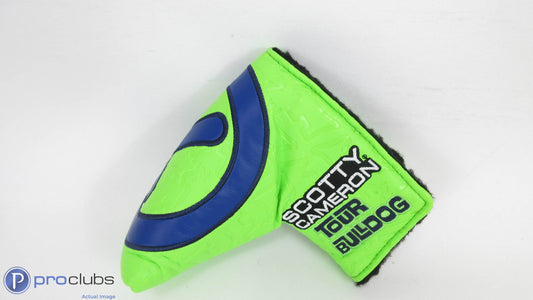 SCOTTY CAMERON TOUR BULLDOG LIME / BLUE MID MALLET PUTTER HEADCOVER #339055