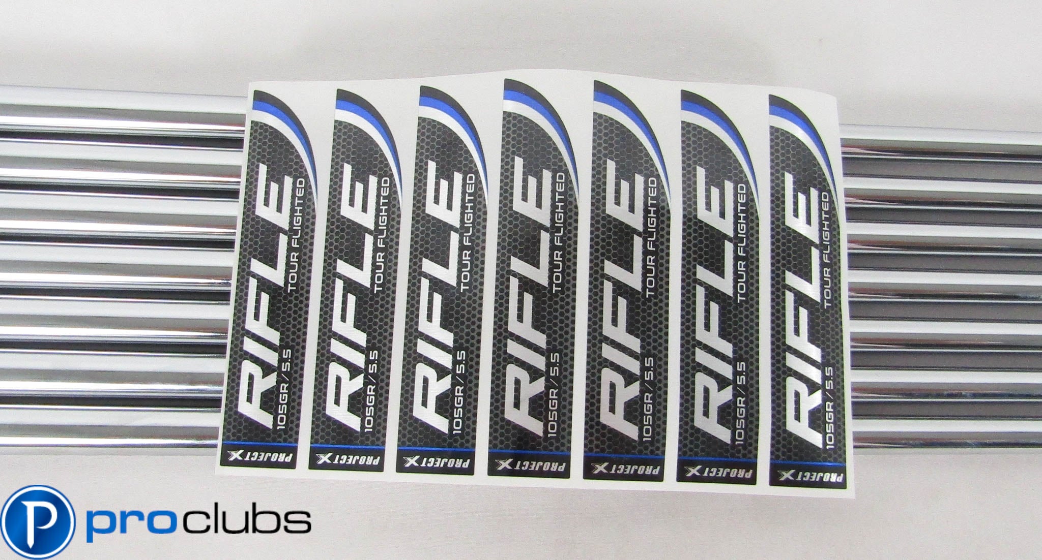 7 NEW PROJECT X RIFLE 105 TOUR FLIGTED 5.5 REGULAR FLEX STEEL IRON SHAFTS 459088
