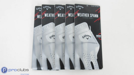 New! 5pc-Callaway Weather Spann Left Hand Men's Cadet-XL Golf Gloves-344129