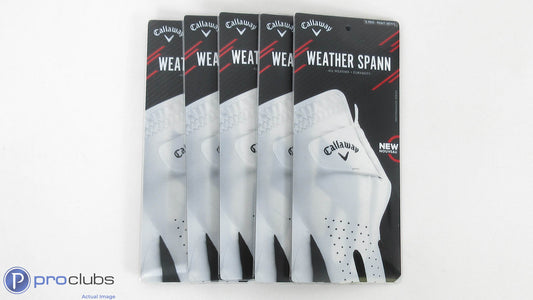 New! 5pc-Callaway Weather Spann Right Hand Men's Small Golf Gloves-344130