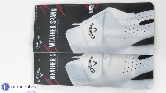 New! 2pc-Callaway Weather Spann Left Handed Men's Small Golf Glove-344125