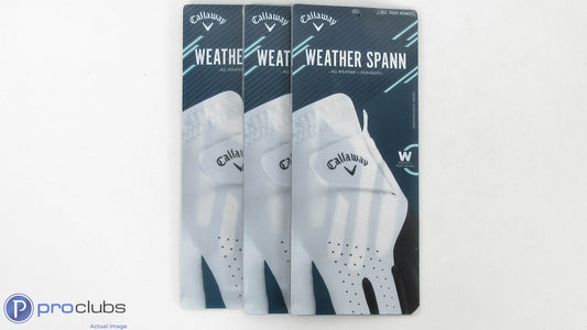 New! 3pc-Callaway Weather Spann Right Handed Women's Large Golf Glove-344120