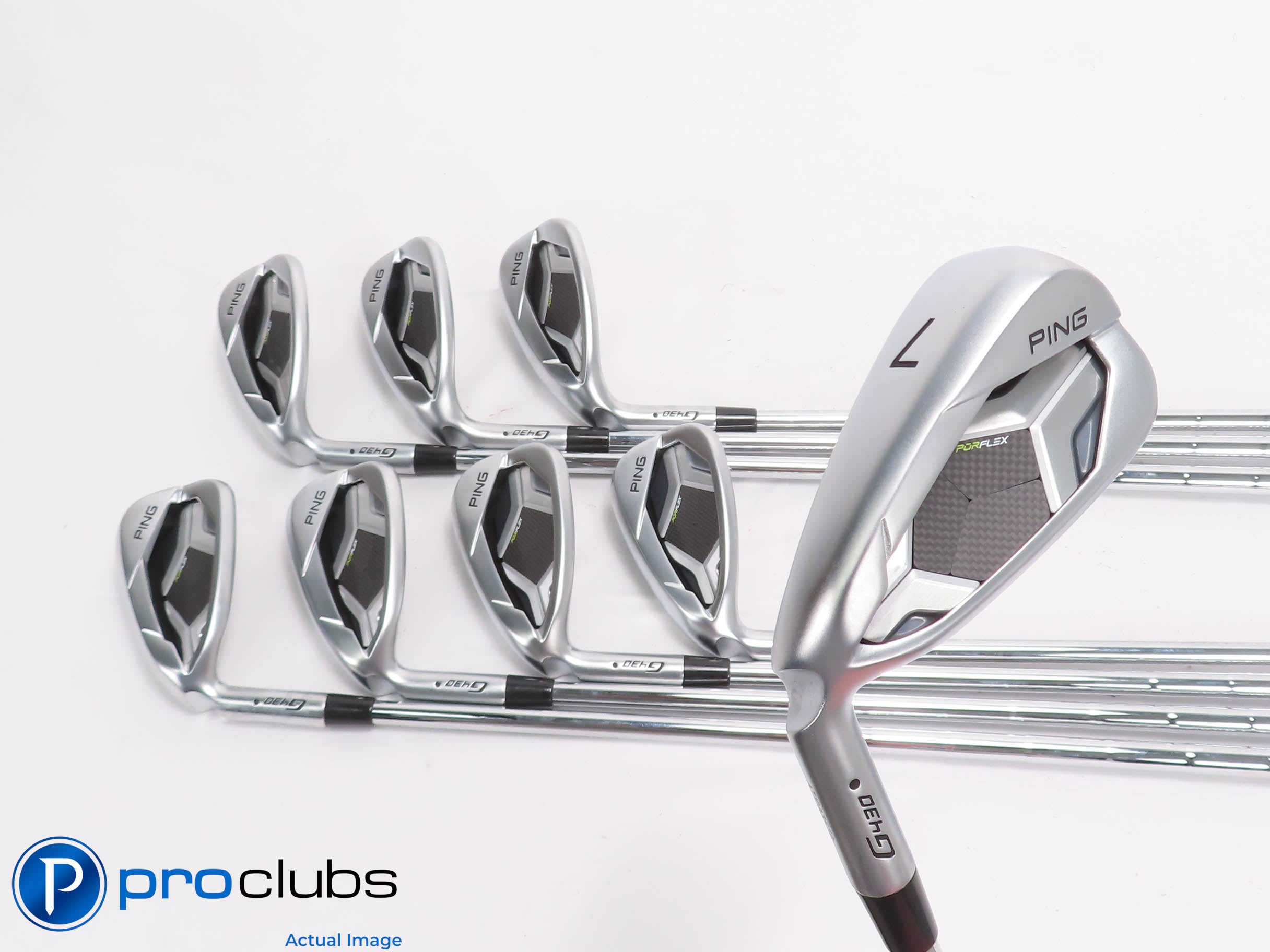 NEW Left Handed Ping G430 7-PW,45*,50*,54*,58* IRON SET Stiff Flex +1/2" 465659