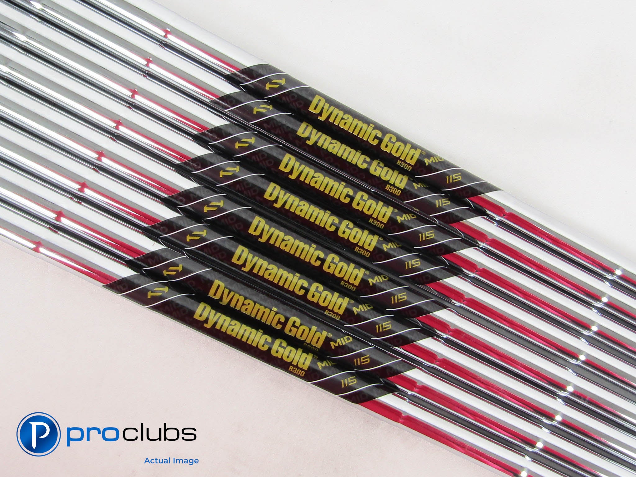 New! 8pc Dynamic Gold MID 115 R300 Regular Flex Iron Shaft Set .370" Tip #467593
