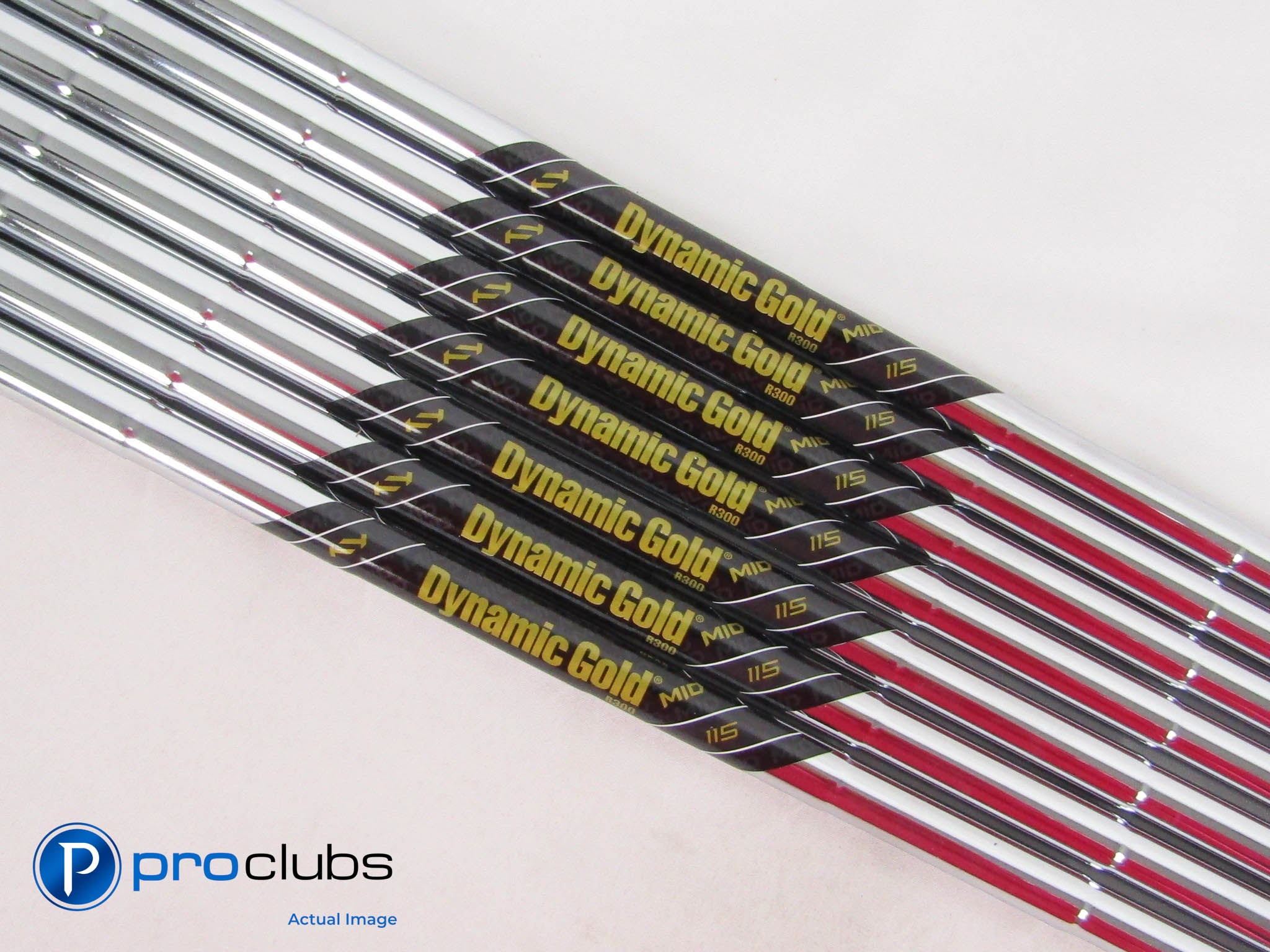 New! 7pc Dynamic Gold MID 115 R300 Regular Flex Iron Shaft Set .370" Tip #467591