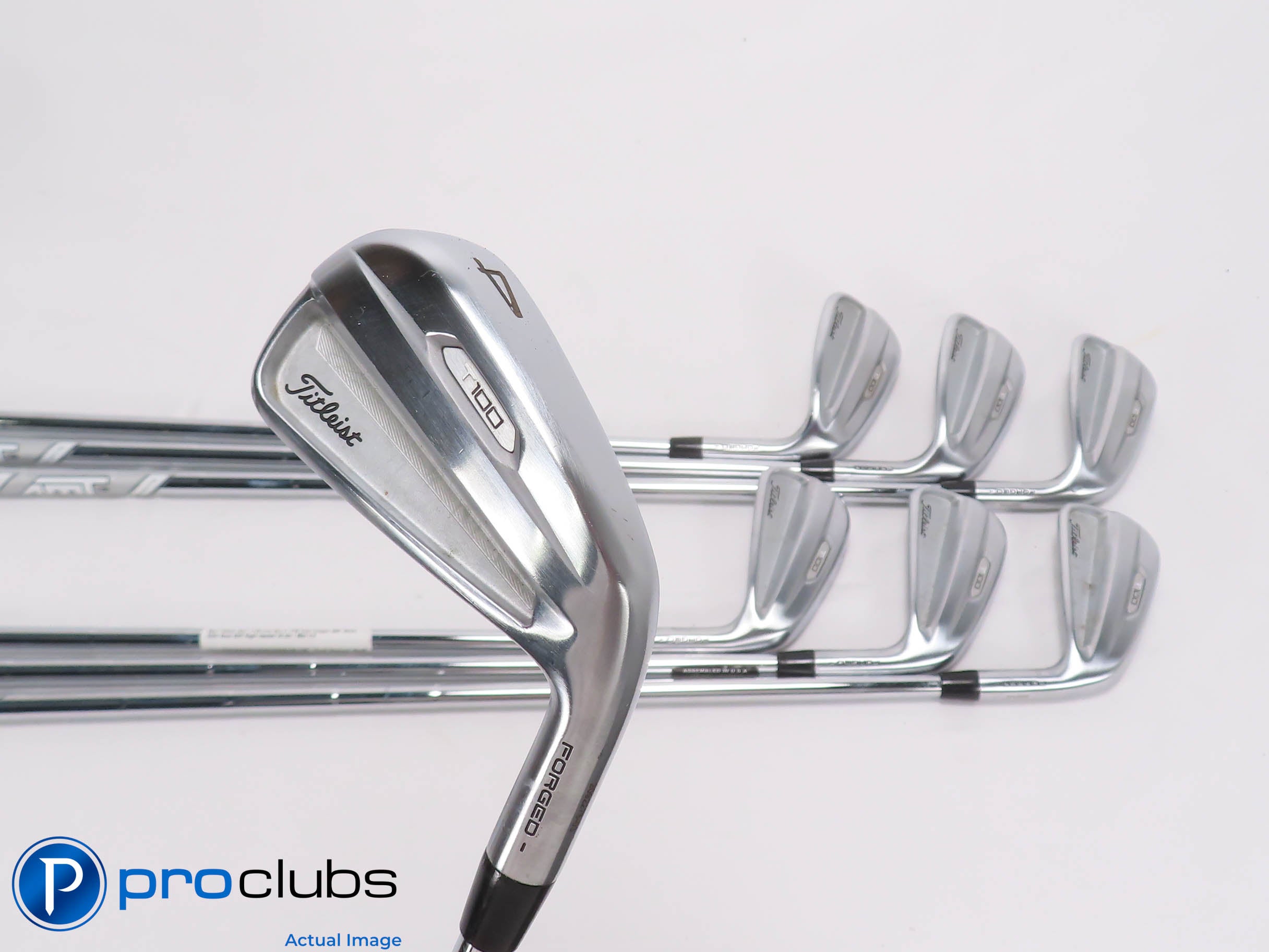 Nice Titleist '21 T100 Forged 4-PW IRON SET - AMT S300 Stiff Flex Steel 468663