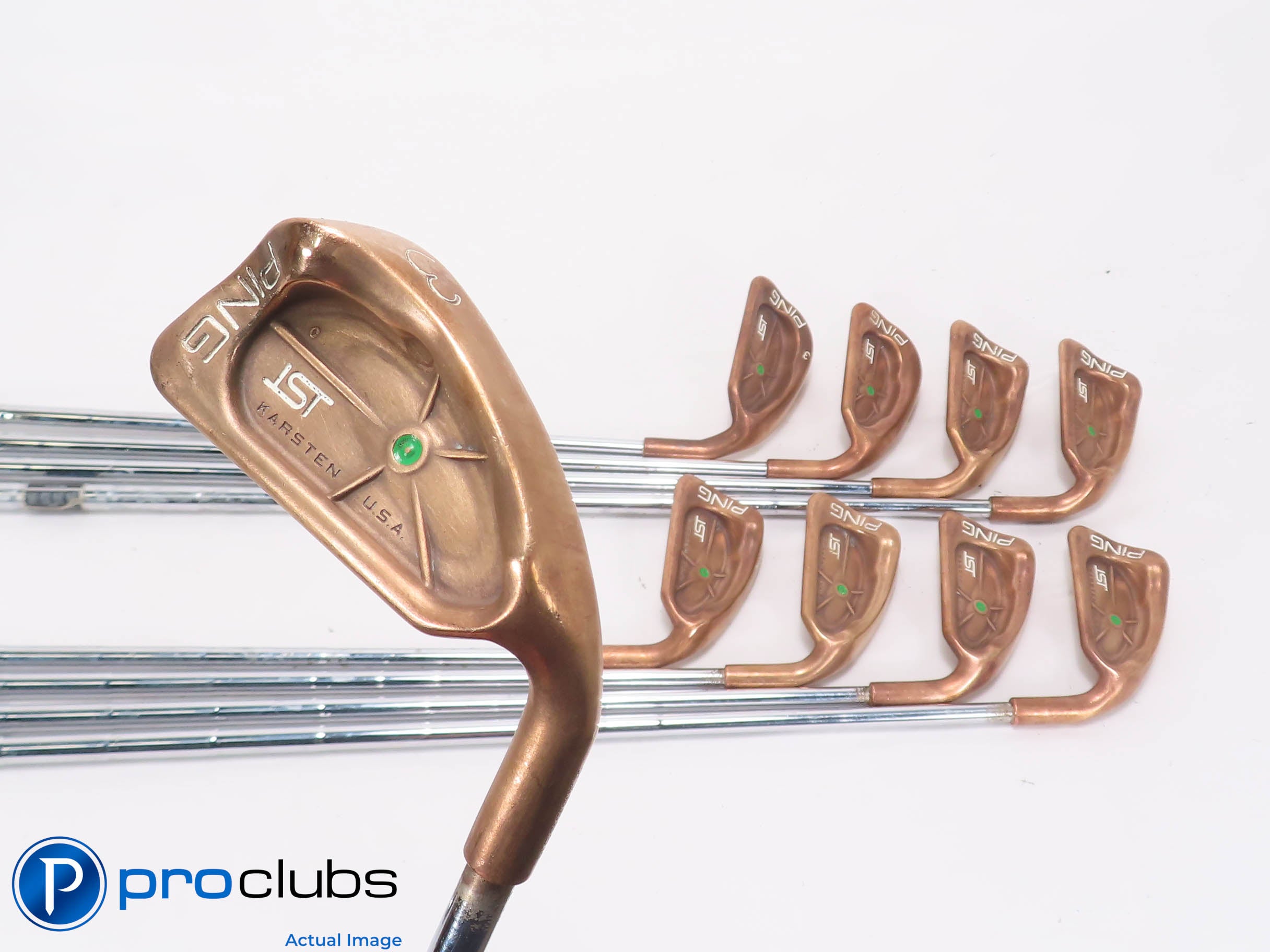 Ping ISI BeCu Copper 3-PW,SW IRON SET Green Dot - Stiff Flex Steel +1/4" 465038