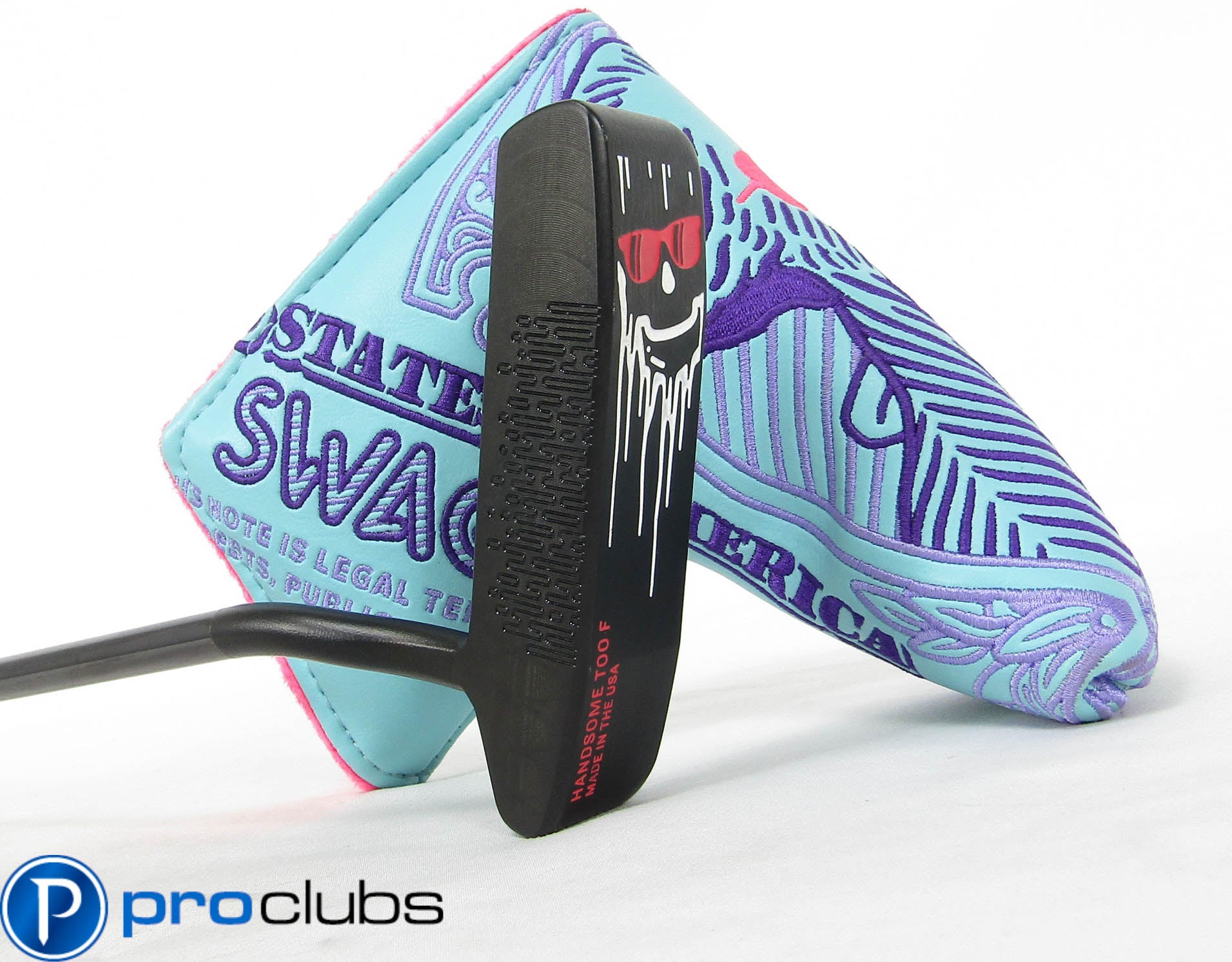 MINT! Left Handed SWAG HANDSOME TOO F BLACK PVD PUTTER 34" w/HEADCOVER #475599