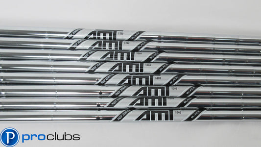 NEW TRUE TEMPER AMT BLACK S200 STIFF FLEX IRON SHAFTS (4-PW,GW) .355 TIP #407131