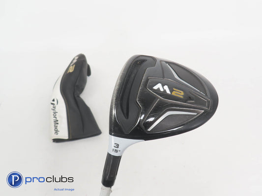 Nice Left Handed TaylorMade 2016 M2 15* 3 Wood w/HC- REAX 65 Regular Flex 358091