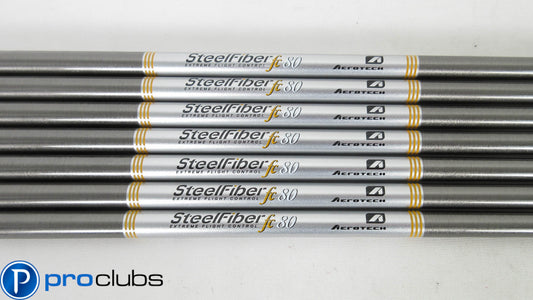 7pc NEW AEROTECH STEELFIBER fc 80 F4 STIFF FLEX IRON SHAFTS .370 TIP (373142)