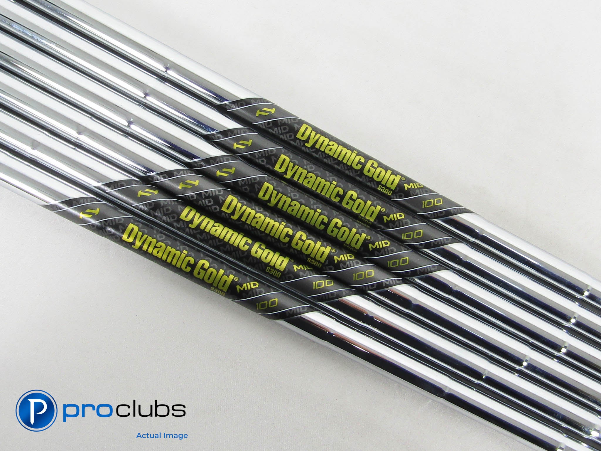 Dynamic Gold Mid 100 S300 Stiff Flex Iron Shaft Set (6-PW, W) .355" Tip #461610