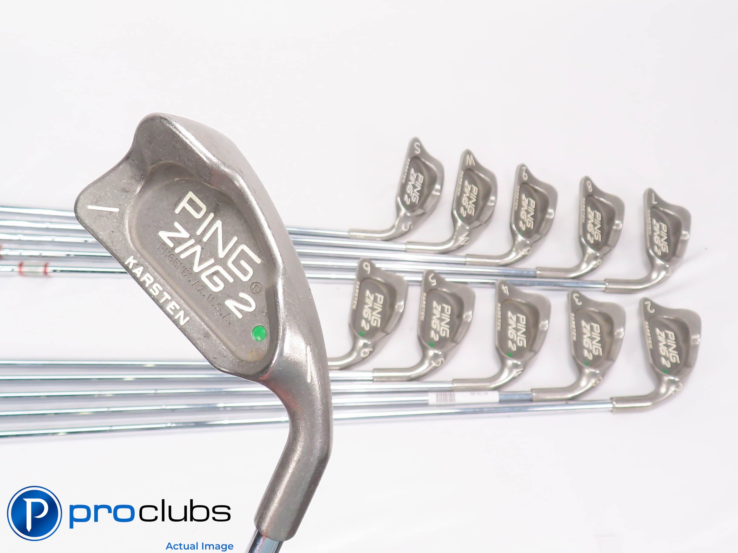 Ping ZING 2 1-PW,SW IRON SET Green Dot - Ping JZ Stiff Flex Steel 457611