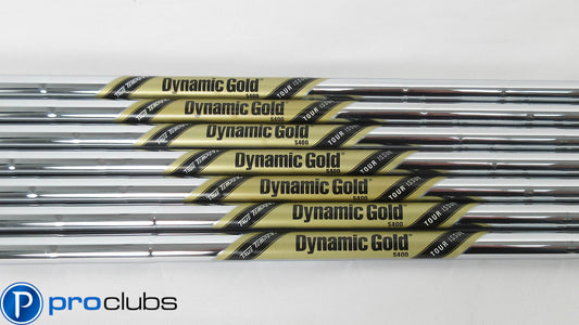 NEW DYNAMIC GOLD TOUR ISSUE S400 STIFF FLEX STEEL IRON SHAFTS (4-PW) .355 407428