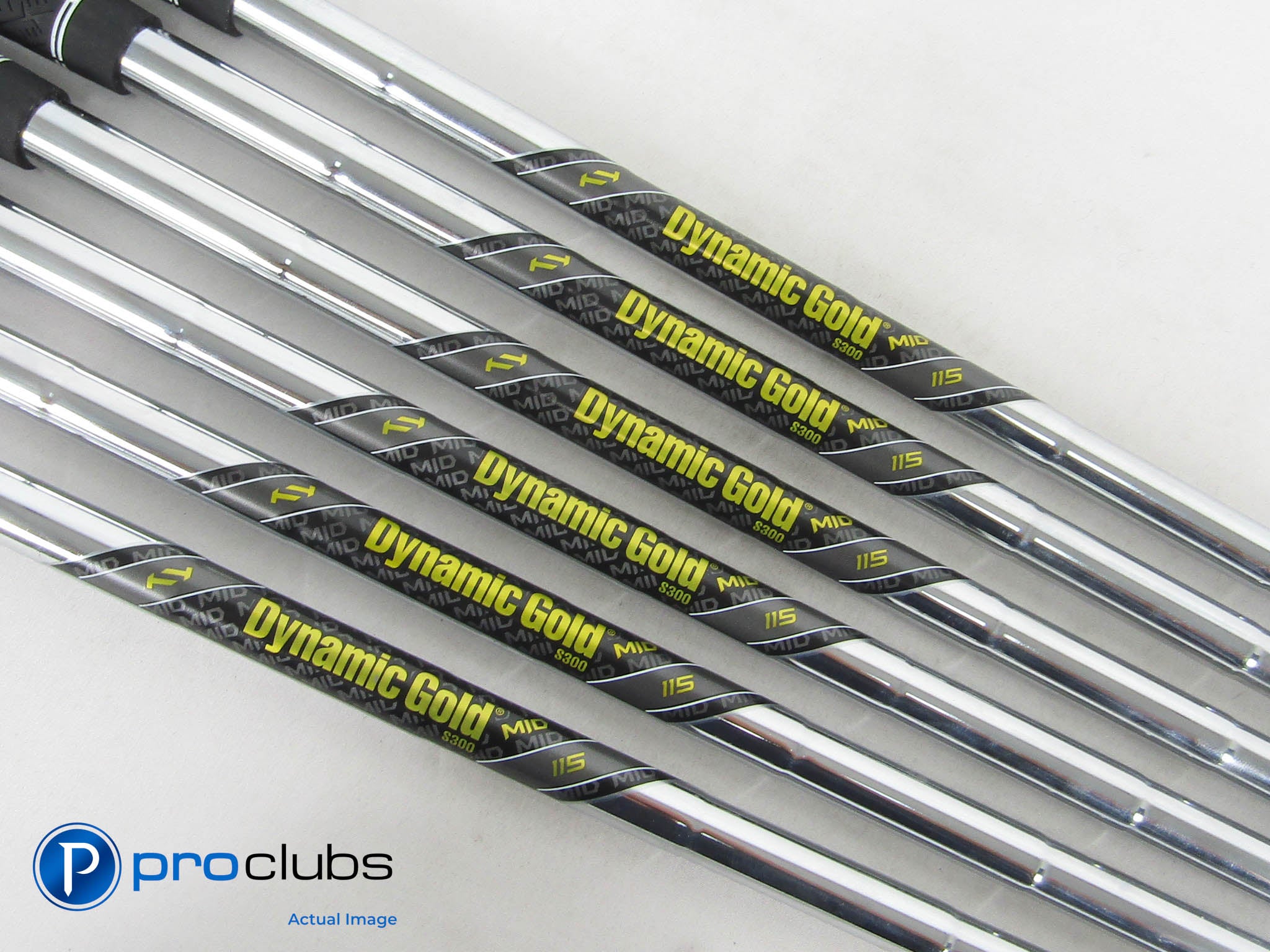 6pc Dynamic Gold MID 115 S300 Stiff Flex Iron Shafts (6-PW, W) .355" Tip #463148