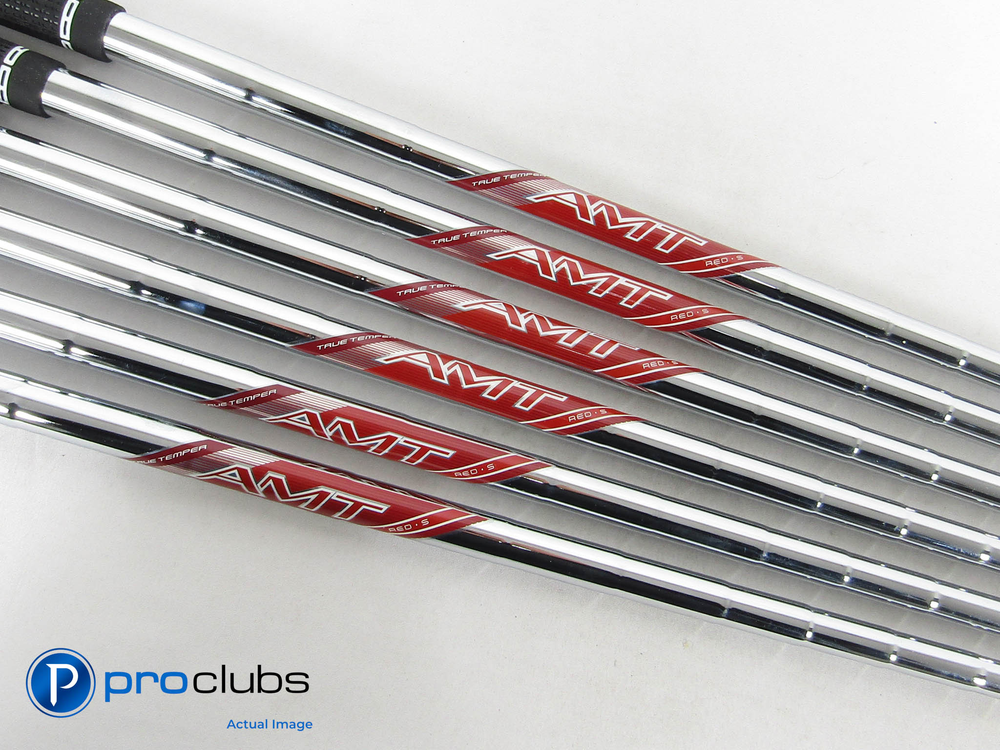 6pc TRUE TEMPER AMT Red Stiff Iron Shafts (5-PW, No 7-iron Shaft AS IS) #464038