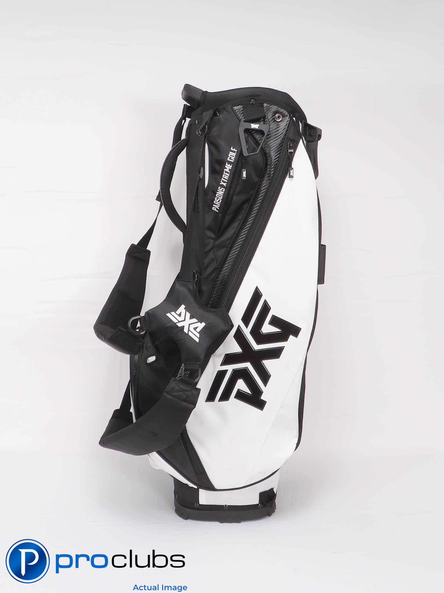 PXG BLACK & WHITE GOLF STAND BAG w/Rainhood, Double Straps & Single Strap 464438