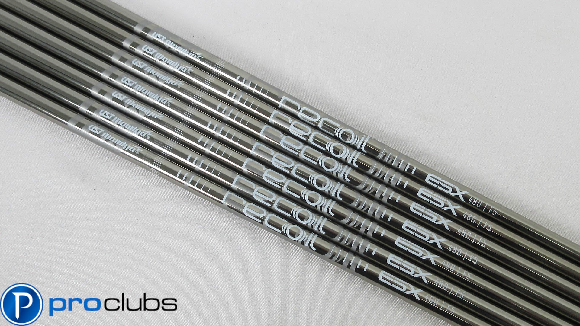 7pc NEW UST MAMIYA RECOIL ESX 480 F5 X-FLEX GRAPHITE IRON SHAFTS .370 (393189)