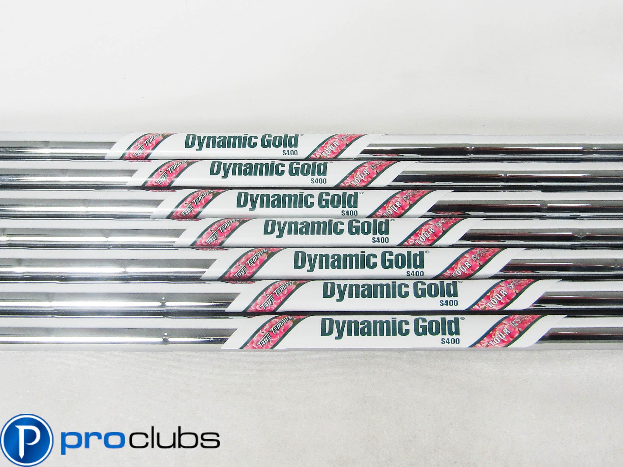 NEW DYNAMIC GOLD TOUR ISSUE "AZALEA MASTERS" S400 STIFF FLEX IRON SHAFTS 4-PW