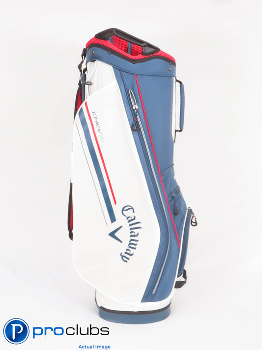 New! Callaway CHEV14 14-Way Navy / White / Red Cart Bag w/ Rain Hood - 429701