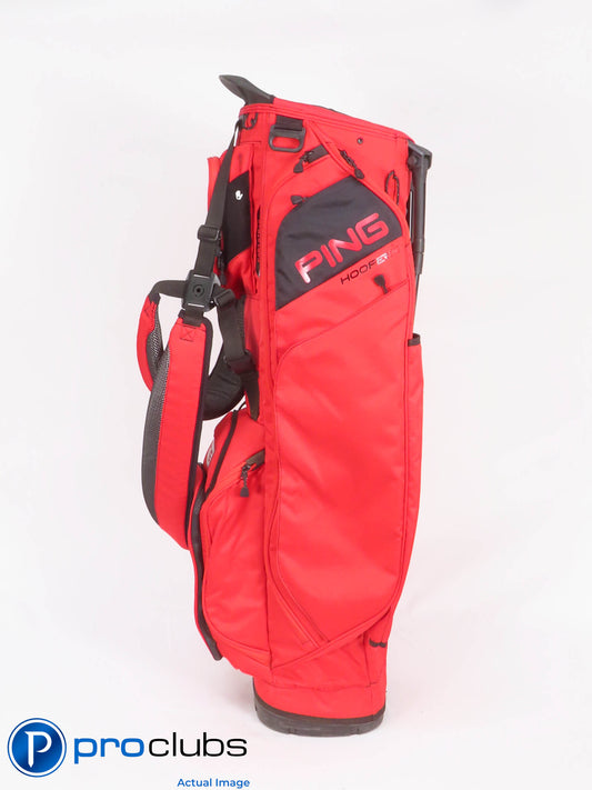 Excellent! PING Hoofer 14-Way Red / Black Stand Bag w/ Rain Hood - 429980